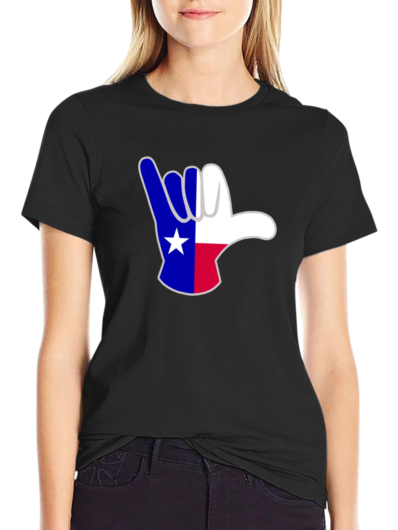 Black Texas Shaka Hand Sign T-Shirt view 2