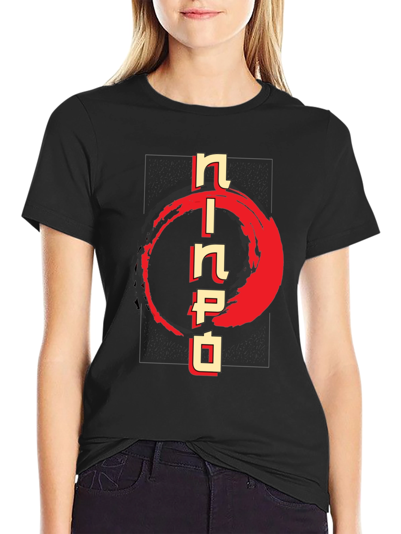Black Ninja T-Shirt - Japanese Calligraphy Design view 2