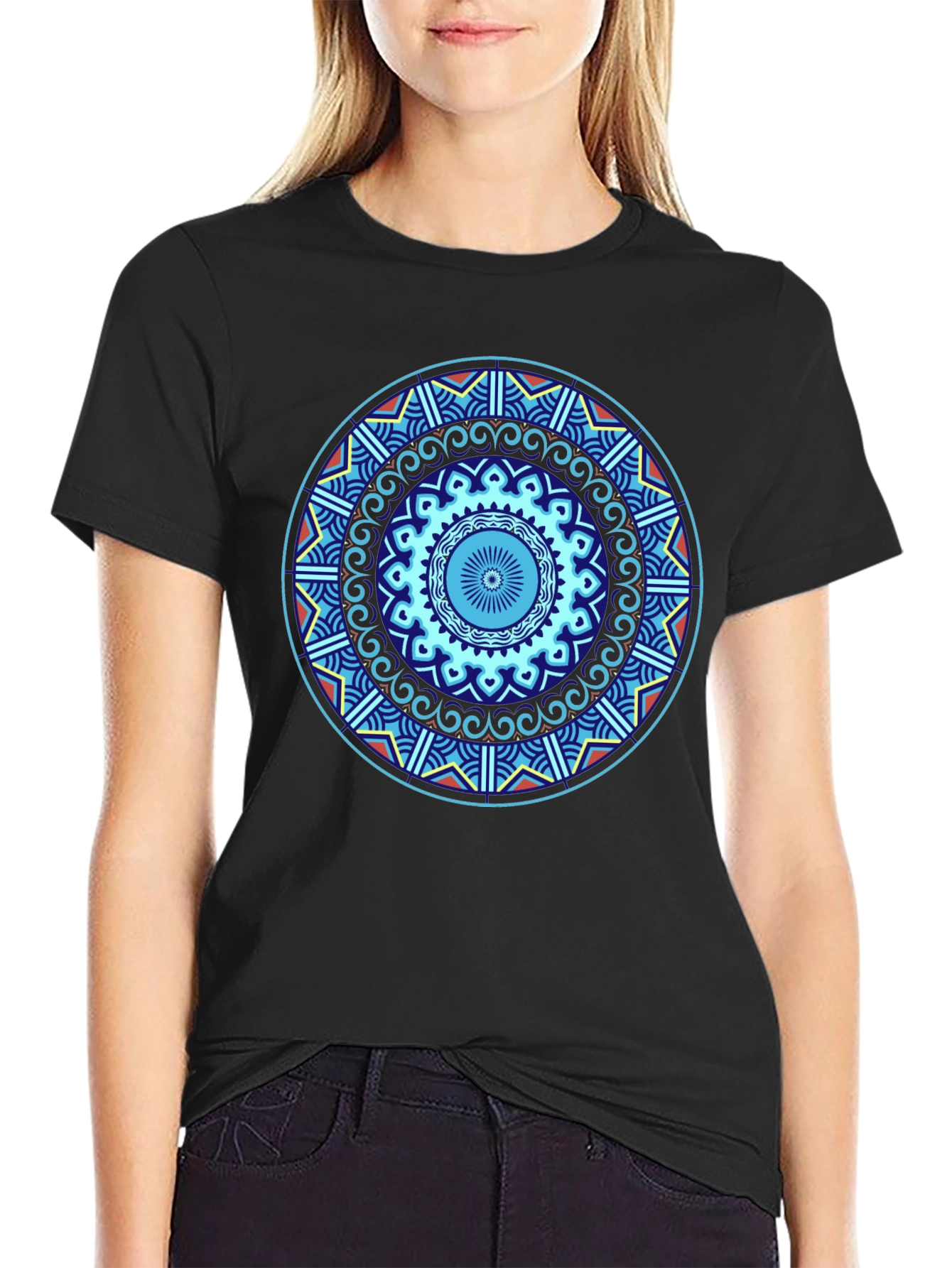 Black Mandala Graphic Tee - Unique Geometric Design view 2