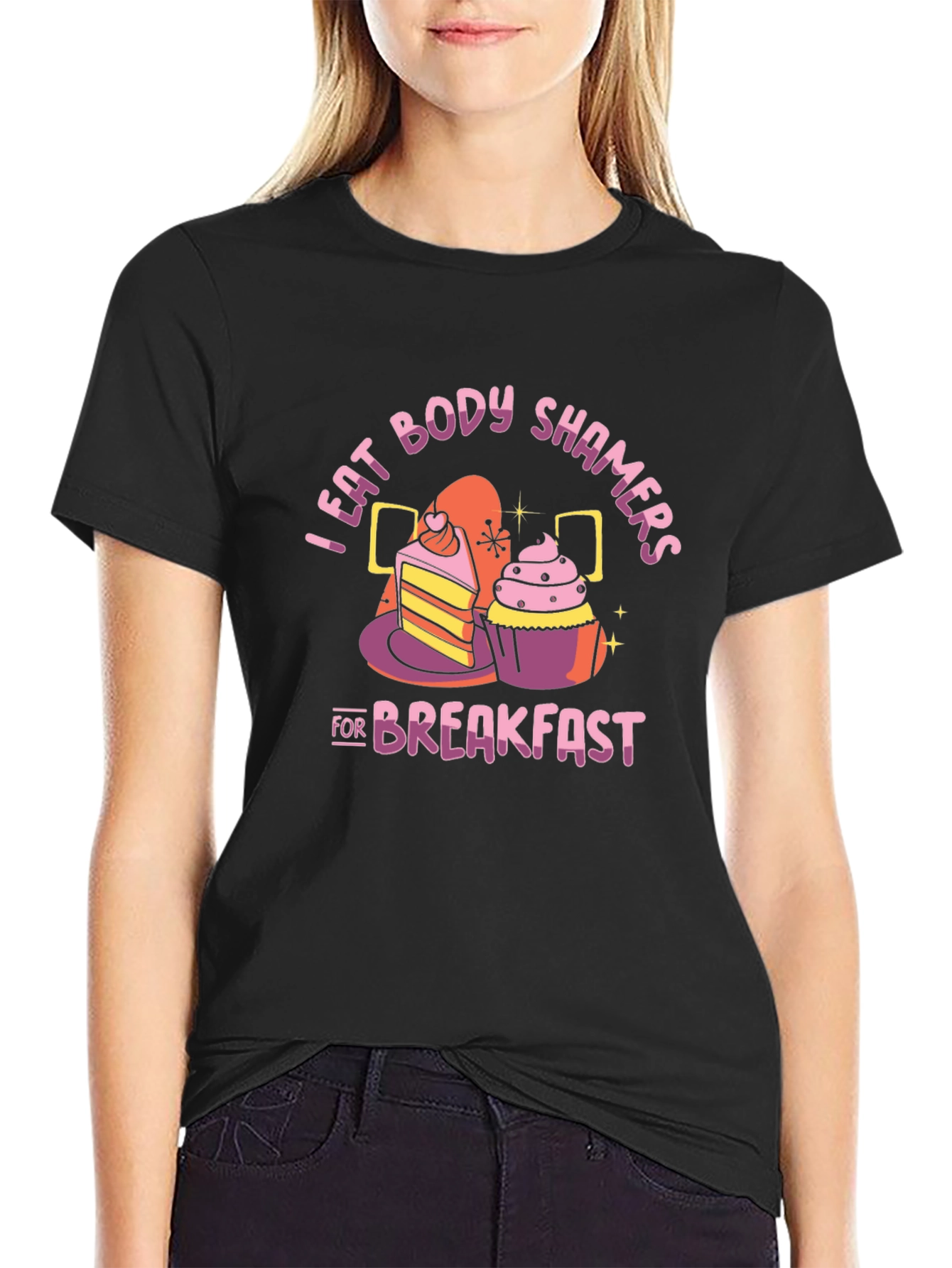 Black I Eat Body Shamers For Breakfast T-Shirt view 2