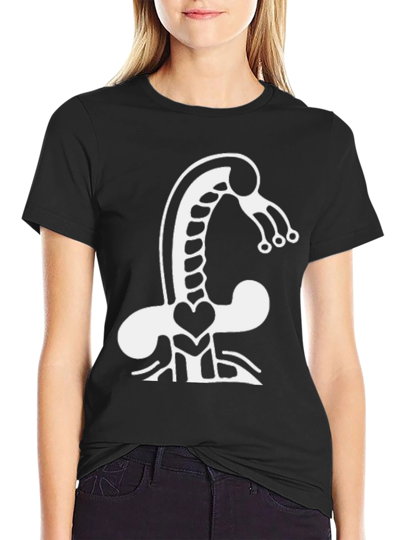 Black Abstract Creature Graphic Tee - Black view 2