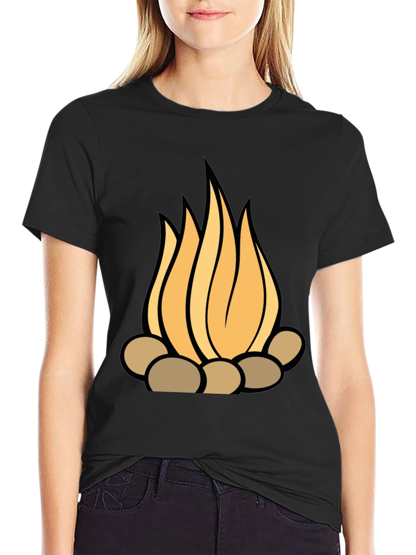 Black Campfire Graphic Tee - Stylish Black T-Shirt view 2