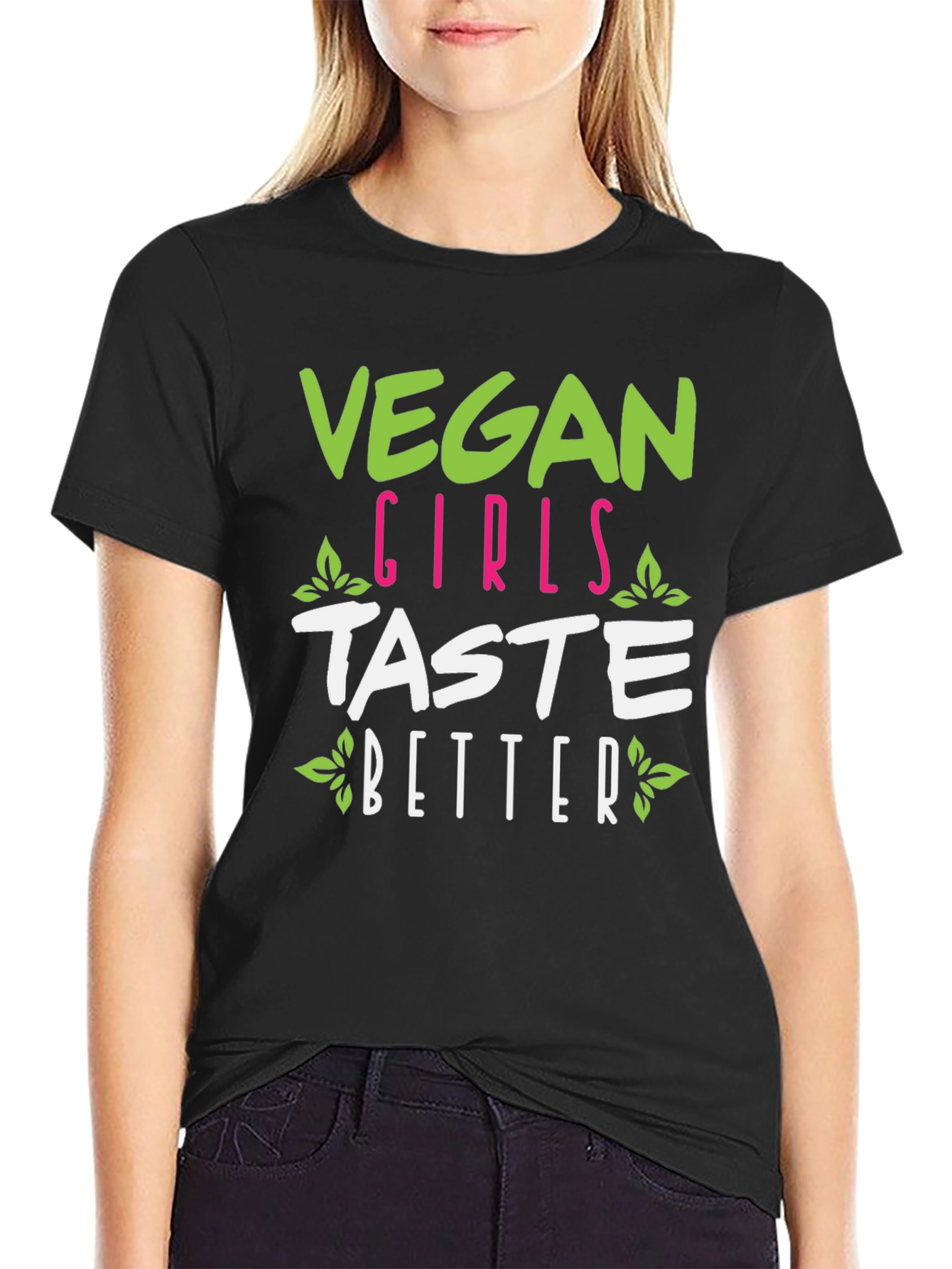 Black Vegan Girls Taste Better Graphic Tee view 2