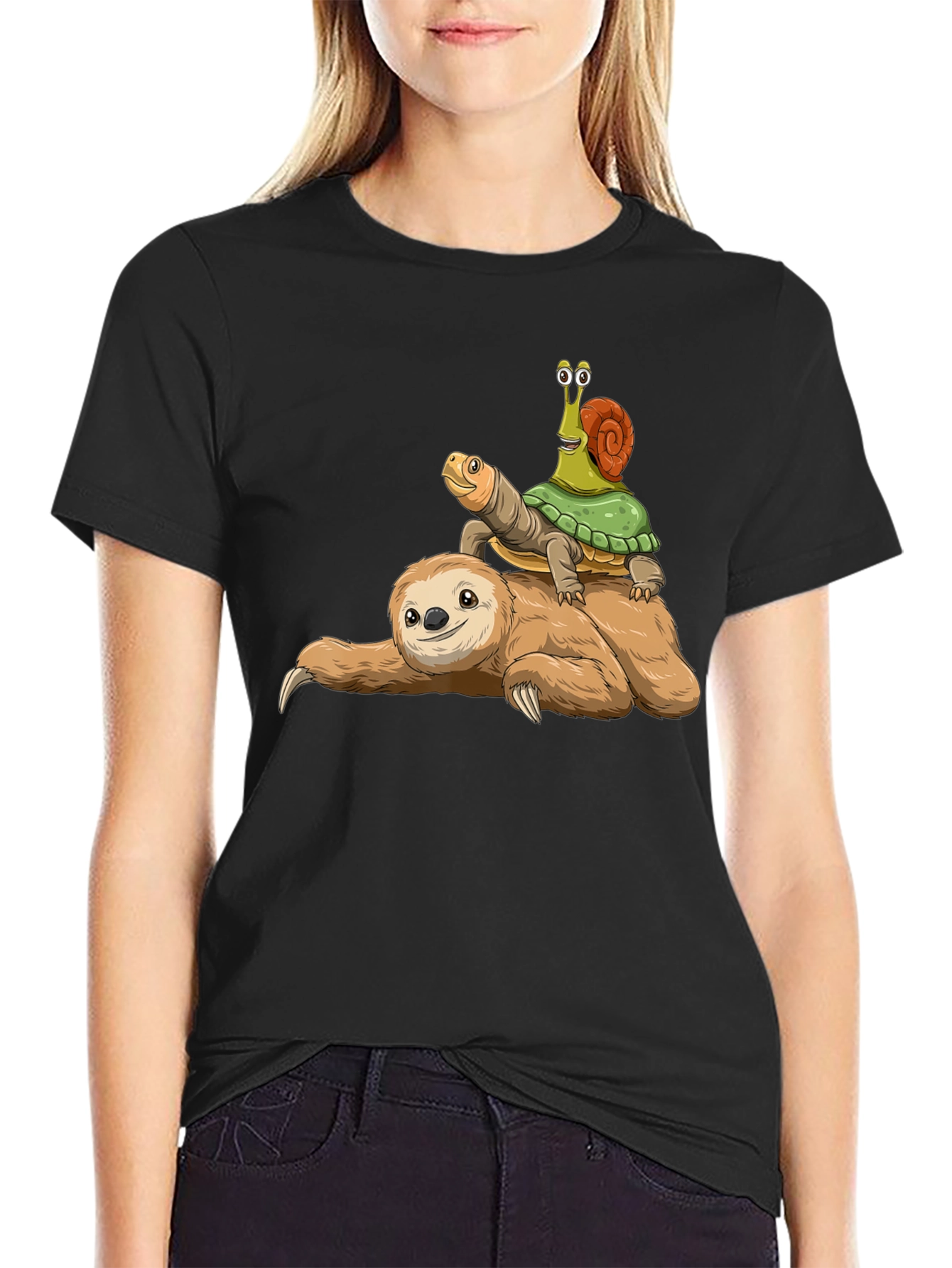 Black Sloth, Turtle, Snail T-Shirt - Slow Ride Funny Tee view 2