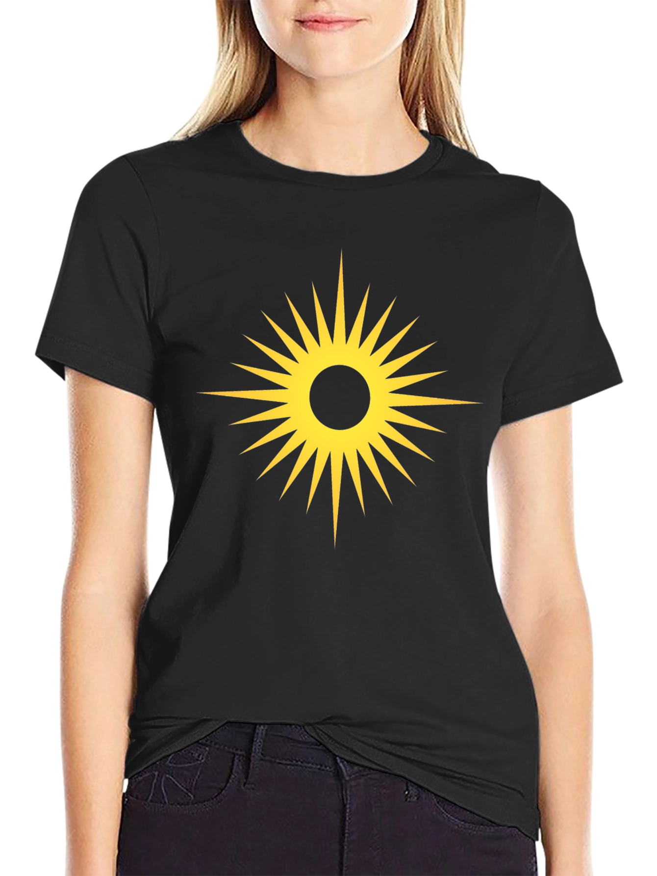 Black Radiant Sunburst Graphic Tee - Black Cotton T-Shirt view 2