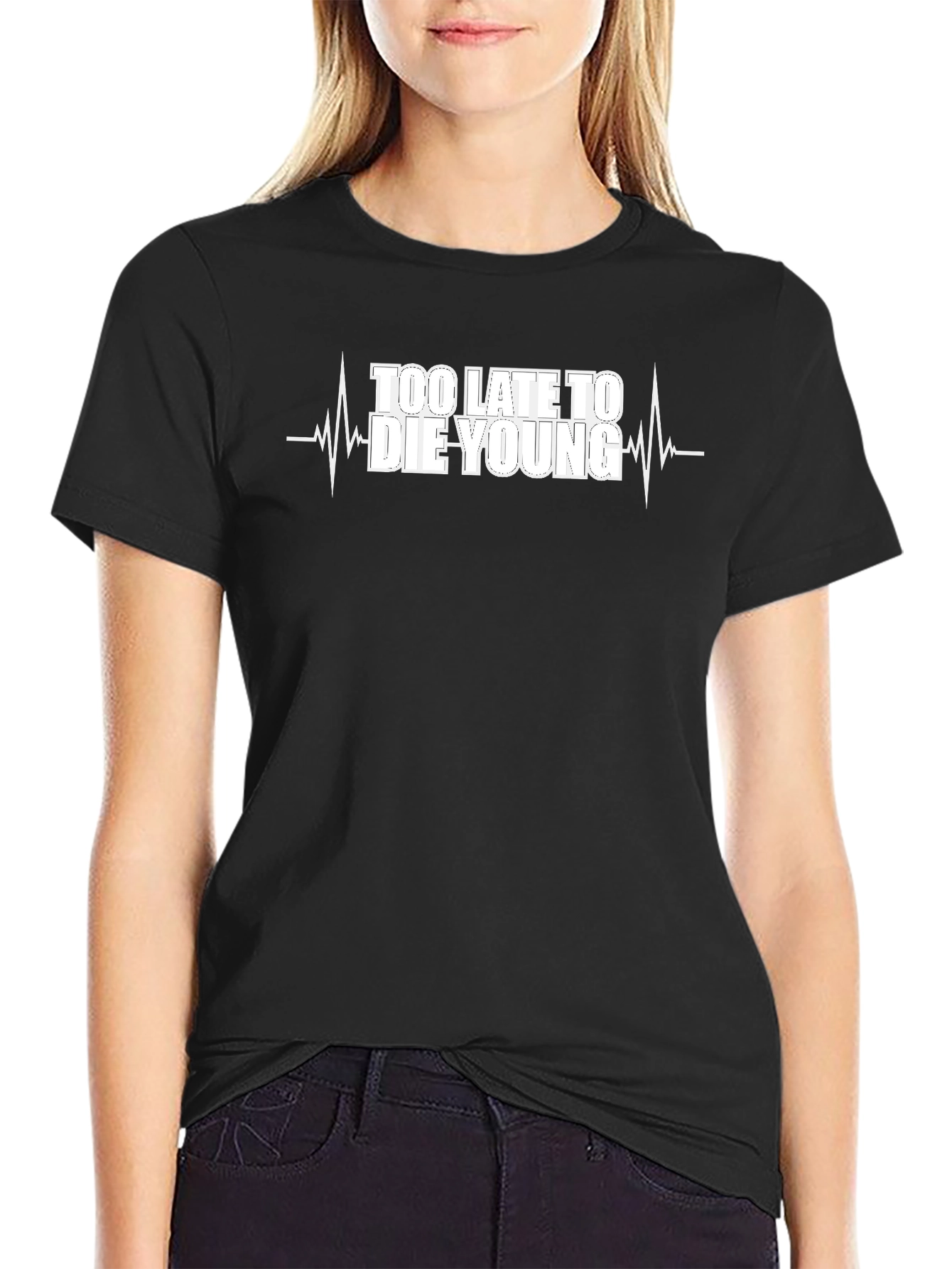 Black Too Late To Die Young Graphic Tee - Black view 2