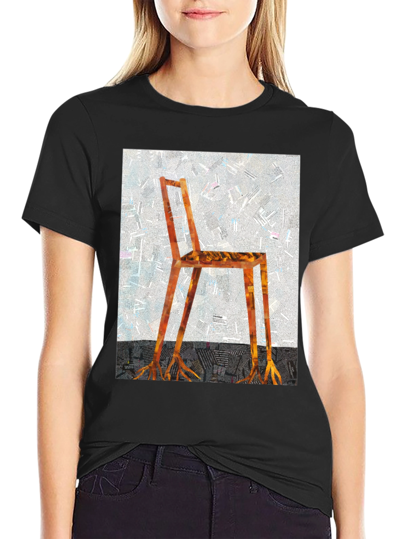 Black Artistic Chair Graphic Tee - Unique Design, Comfortable Fit view 2