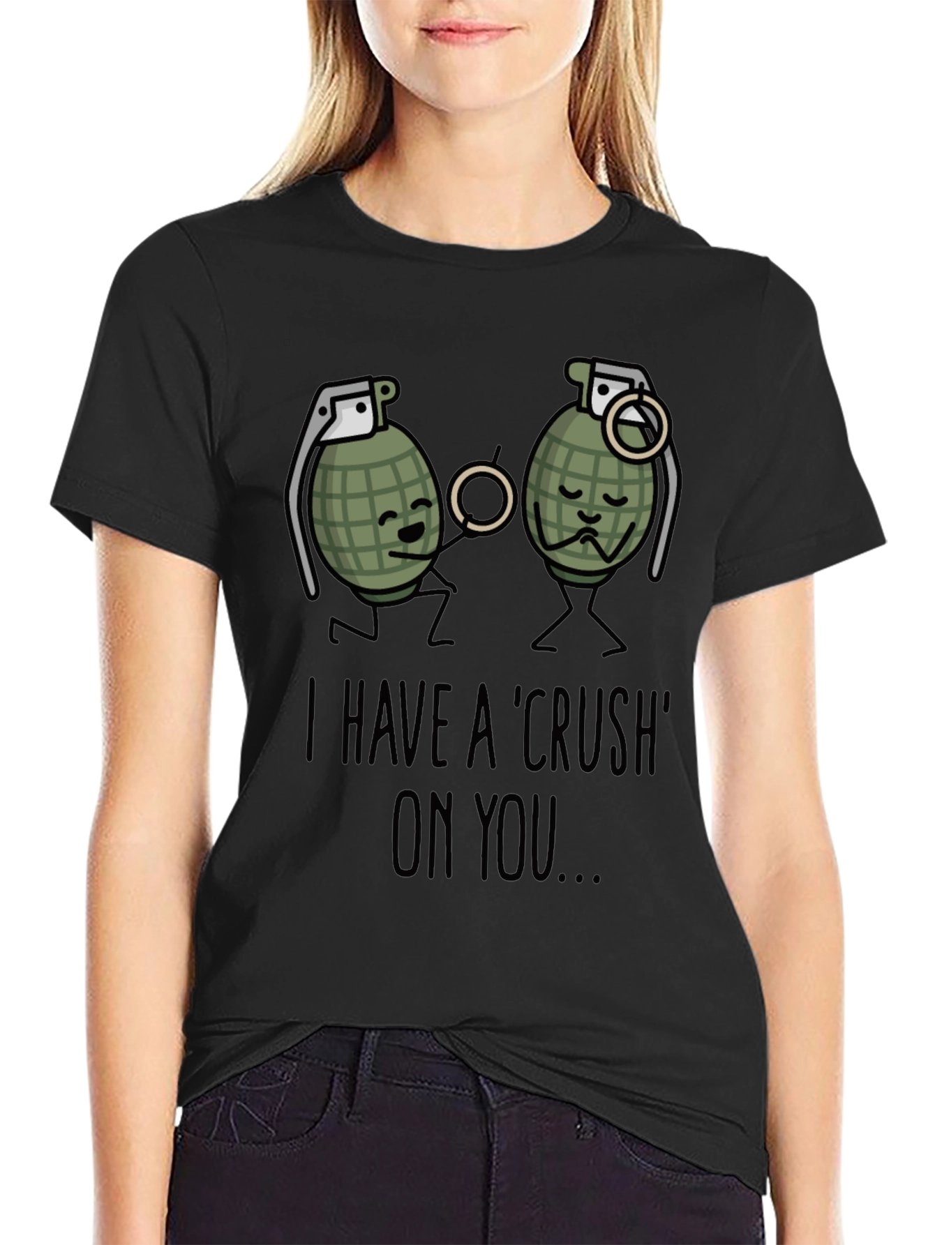Black I Have A Crush On You T-Shirt Funny Grenade view 2