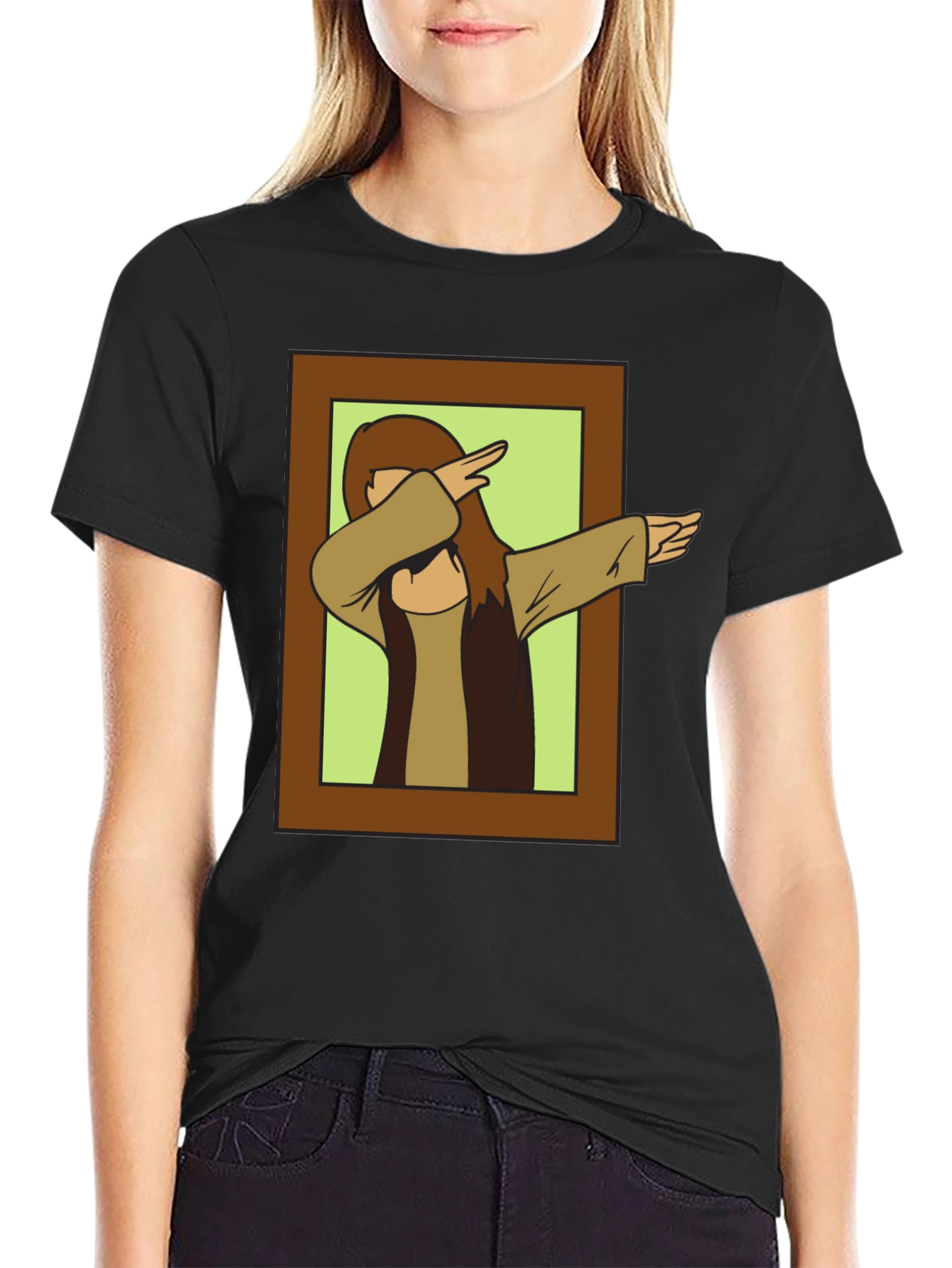 Black Dabbing Jesus Graphic Tee - Novelty Black T-Shirt view 2
