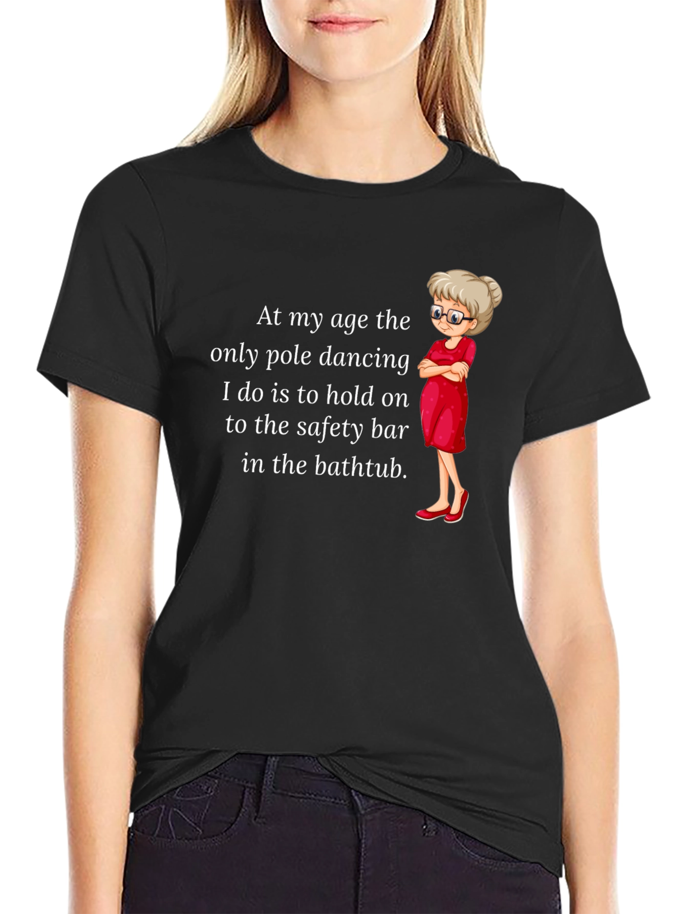 Black Funny Pole Dancing T-Shirt for Grandmas view 2