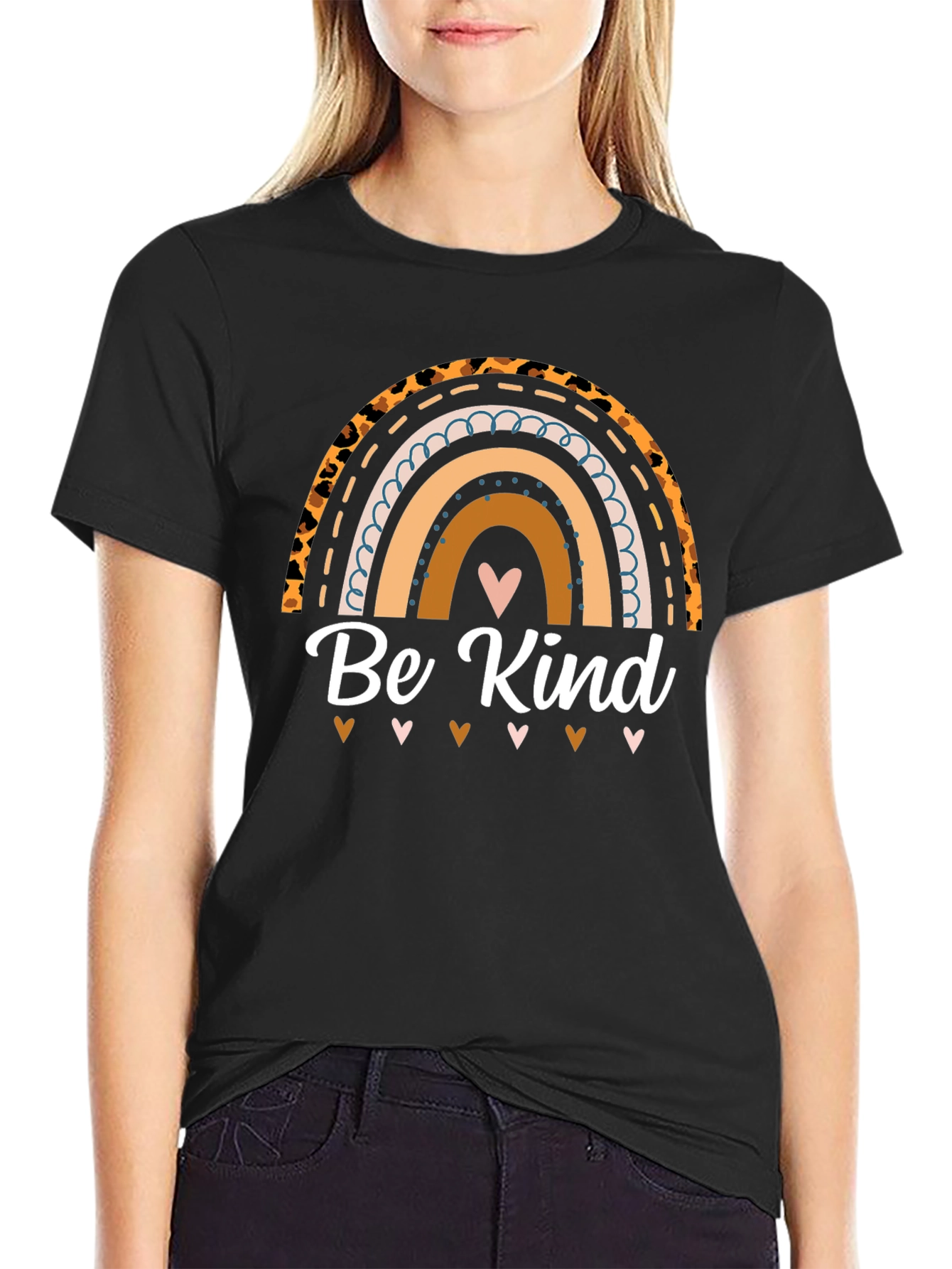 Black Be Kind Rainbow Graphic Tee view 2