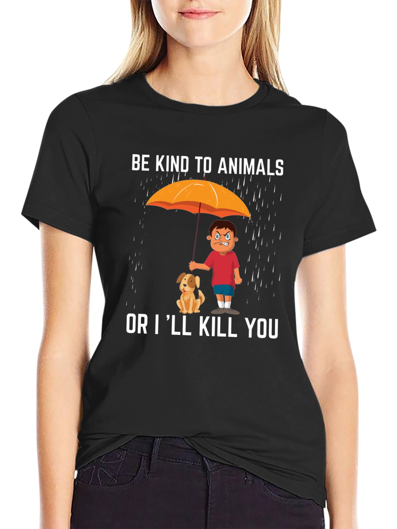 Black Be Kind to Animals Graphic T-Shirt view 2