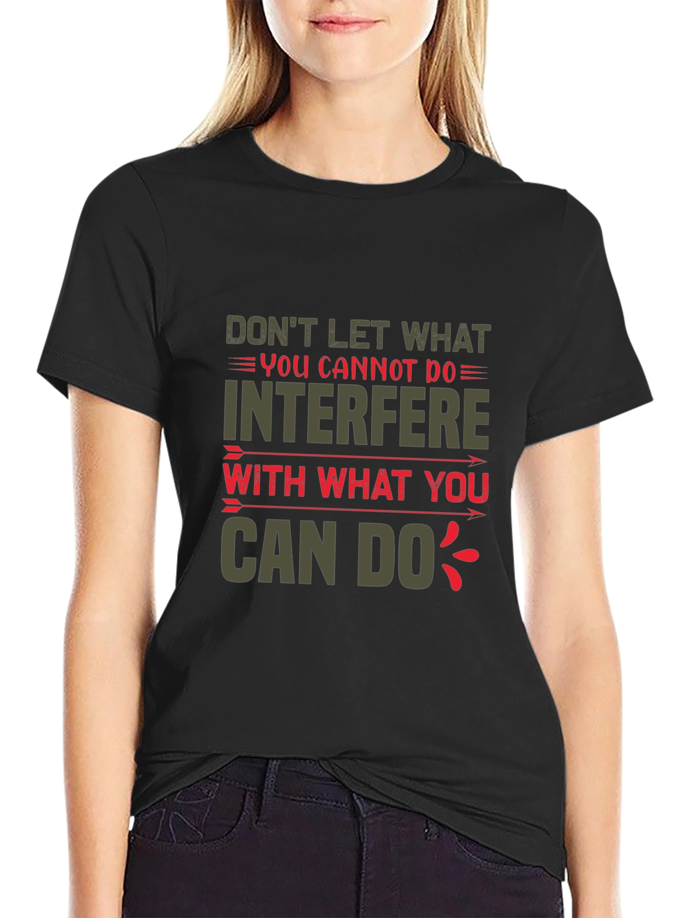 Black Motivational Graphic T-Shirt - Positive Quote Tee view 2