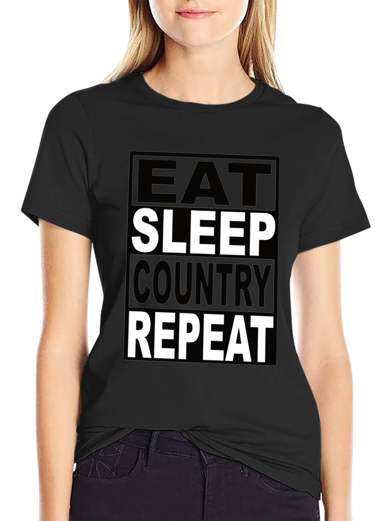 Black Eat Sleep Country Repeat Graphic Tee view 2