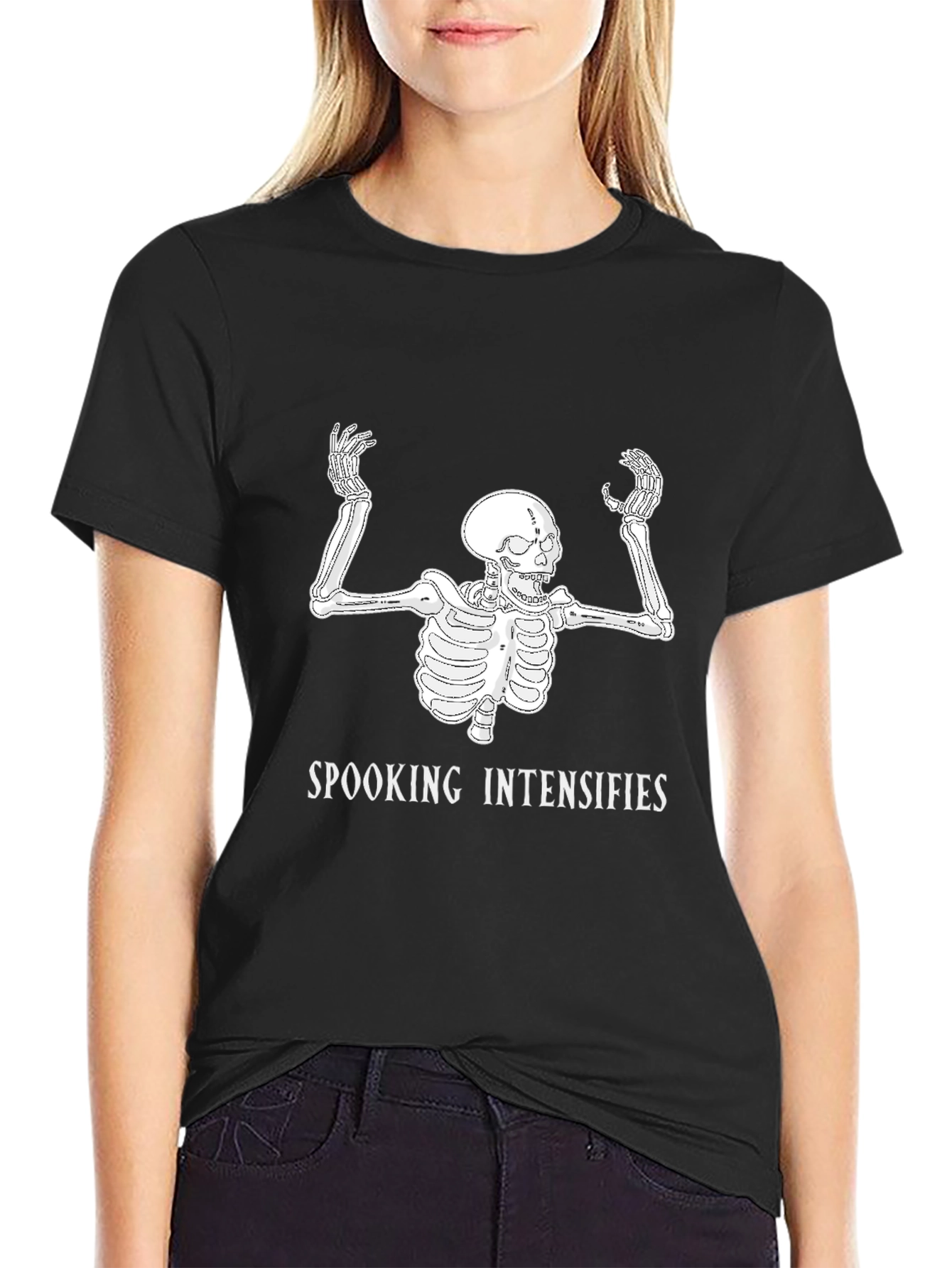 Black Spooking Intensifies Skeleton Graphic T-Shirt view 2