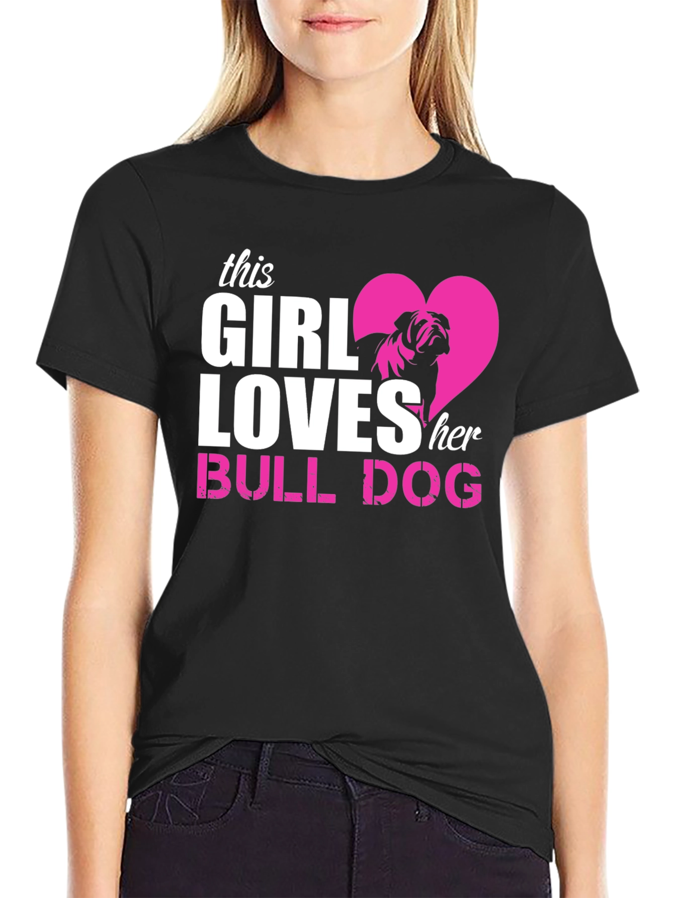 Black Girl Loves Bulldog T-Shirt view 2
