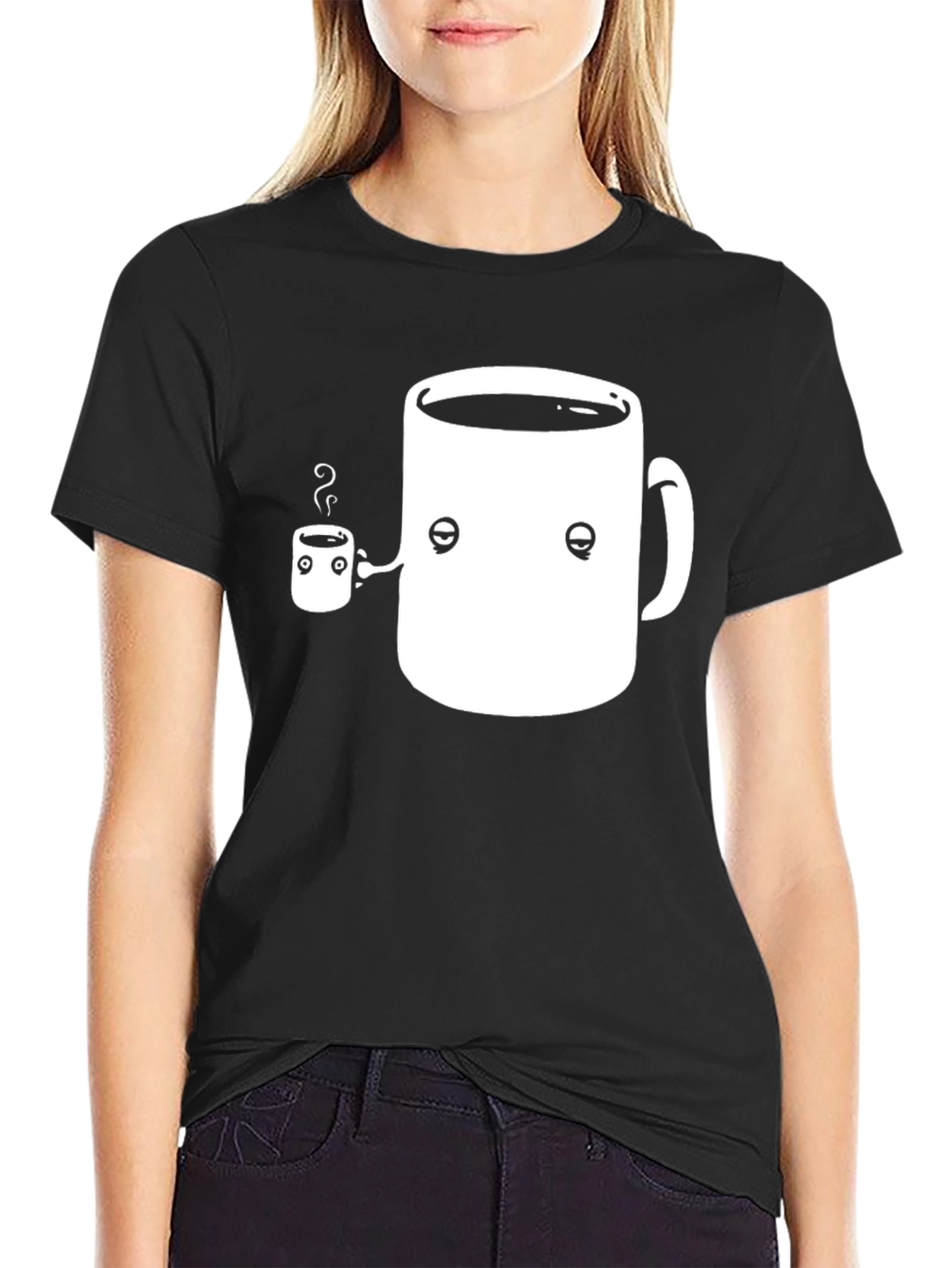 Black Coffee Mug Black T-Shirt - Funny Design view 2