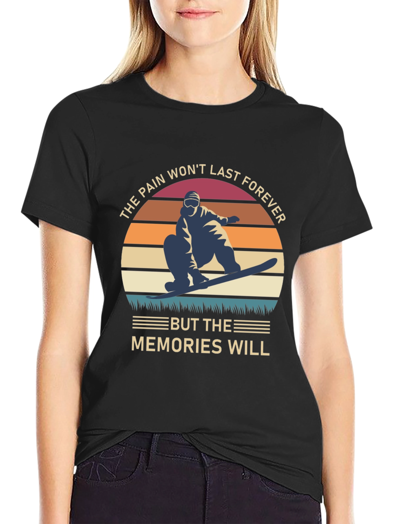 Black Snowboard Memories Graphic T-Shirt view 2