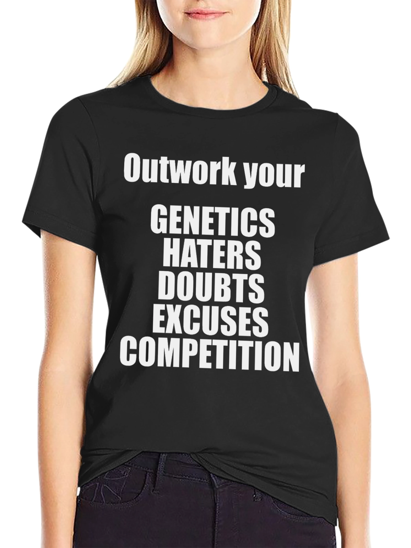 Black Motivational Graphic Tee - Outwork Your Competition view 2