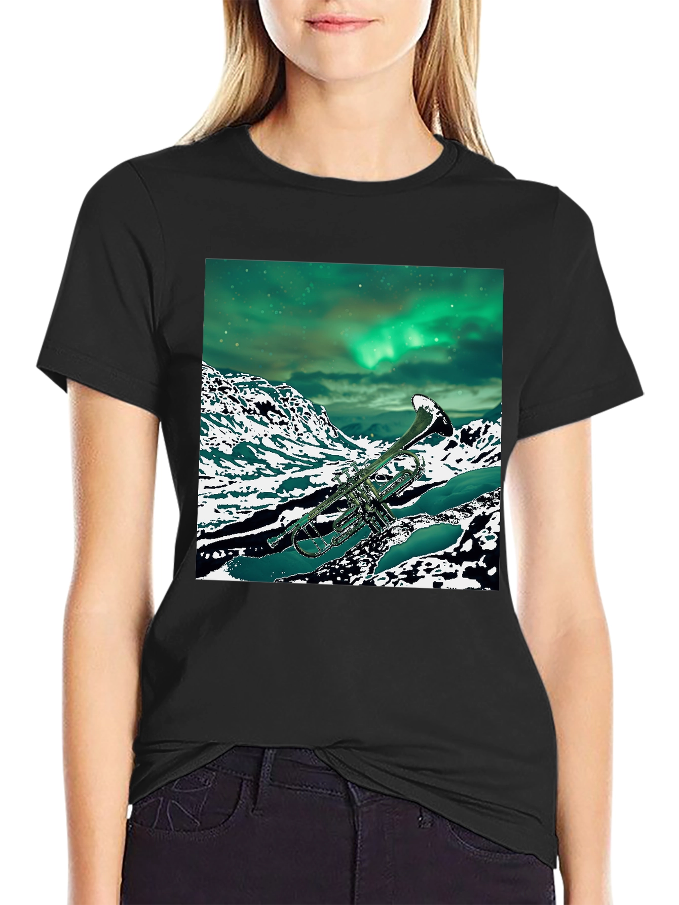 Black Trumpet Aurora Borealis T-Shirt view 2