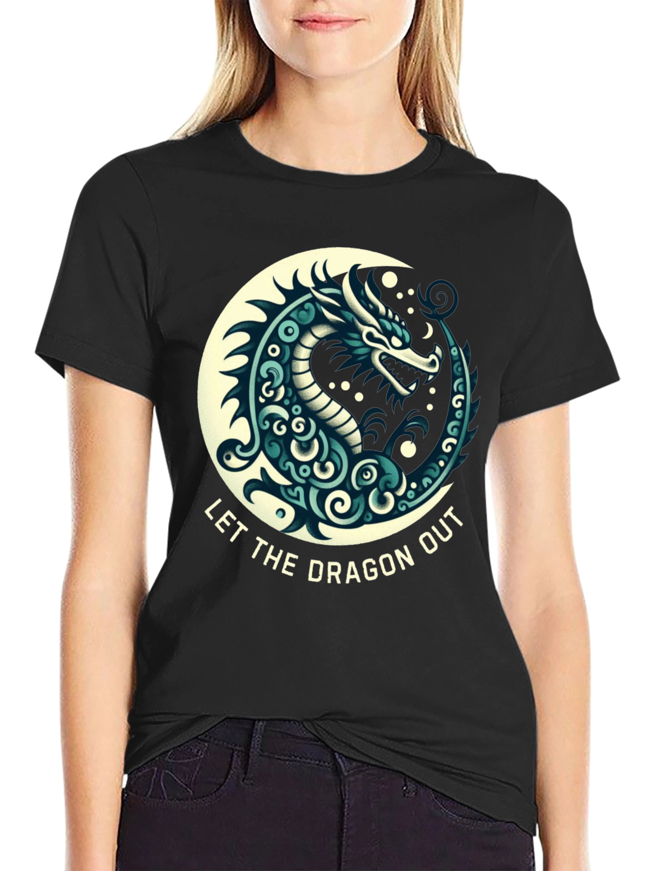 Black Let The Dragon Out Black T-Shirt view 2