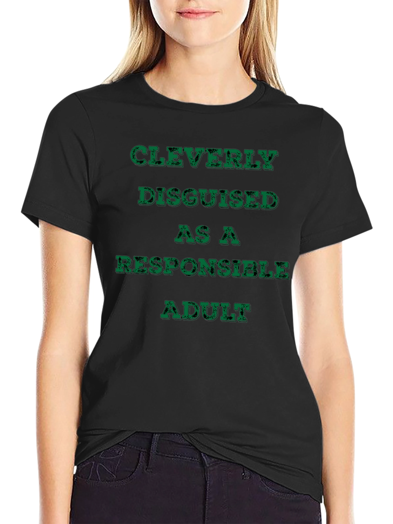 Black Cleverly Disguised Responsible Adult Graphic Tee view 2