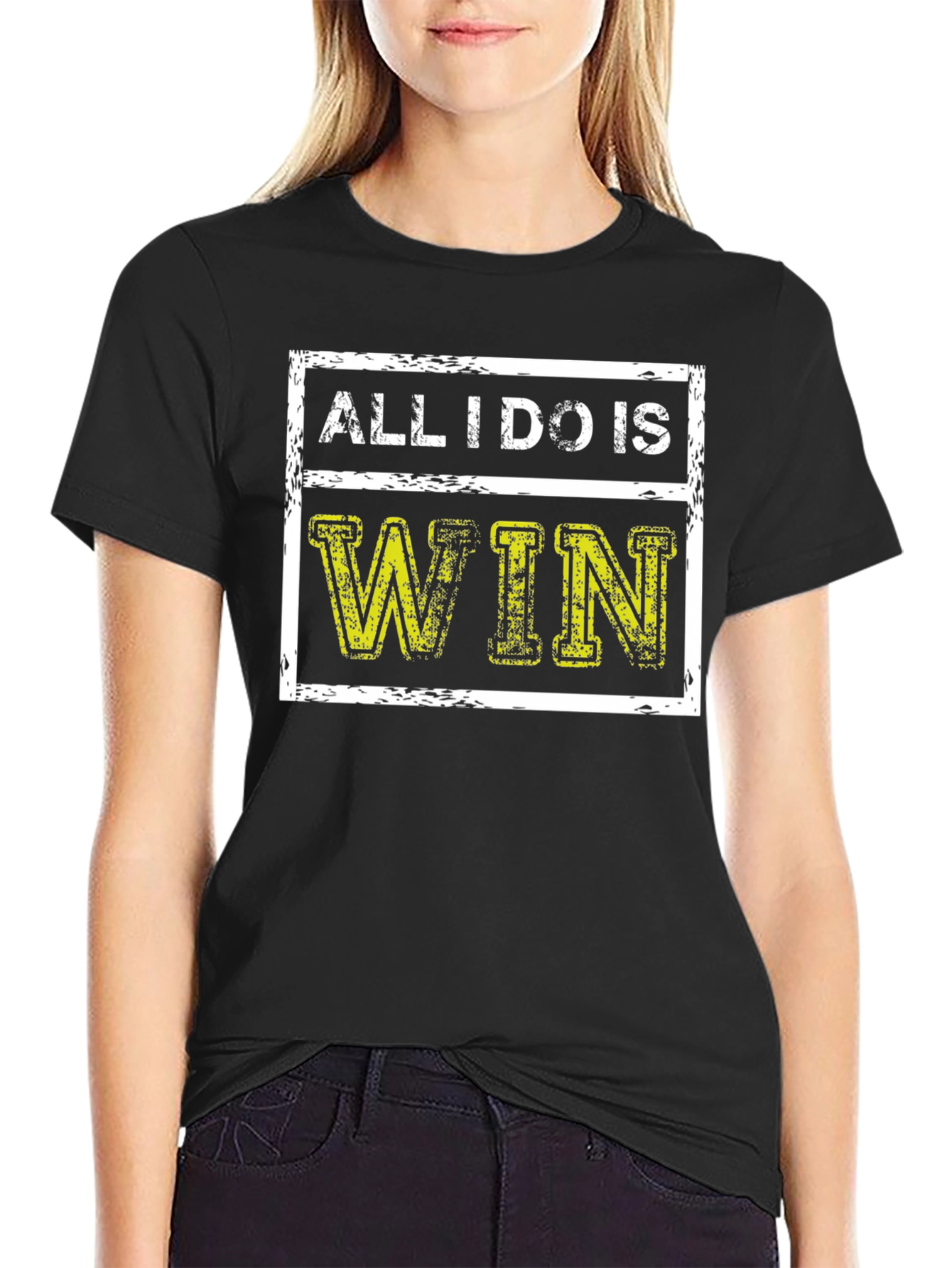 Black All I Do Is Win Graphic T-Shirt view 2