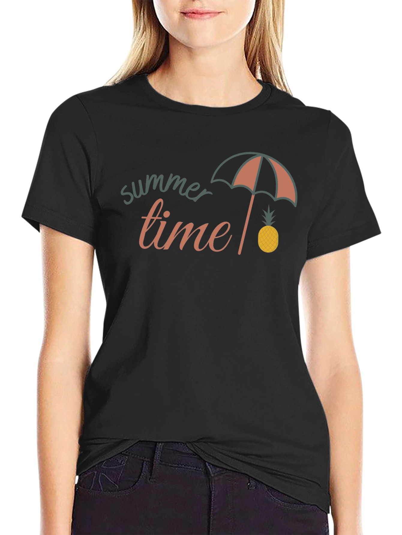 Black Summer Time Graphic Tee - Unisex Black T-Shirt view 2