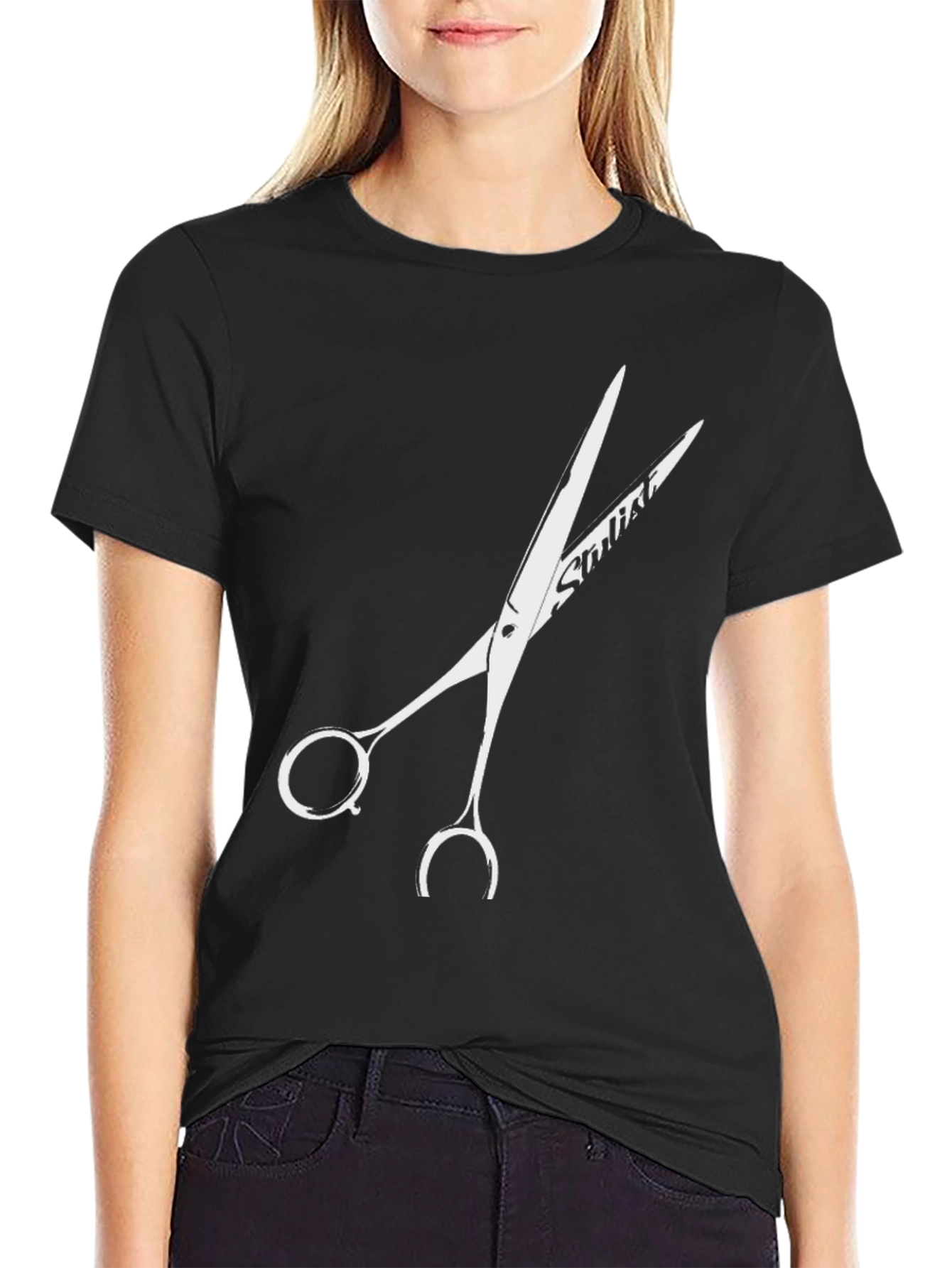 Black Stylist Scissors Graphic Tee - Cool Barber Shirt view 2