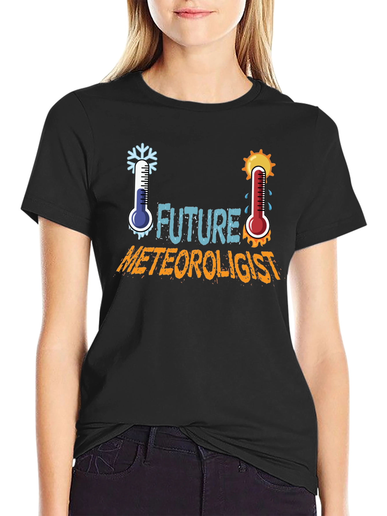 Black Future Meteorologist T-Shirt view 2