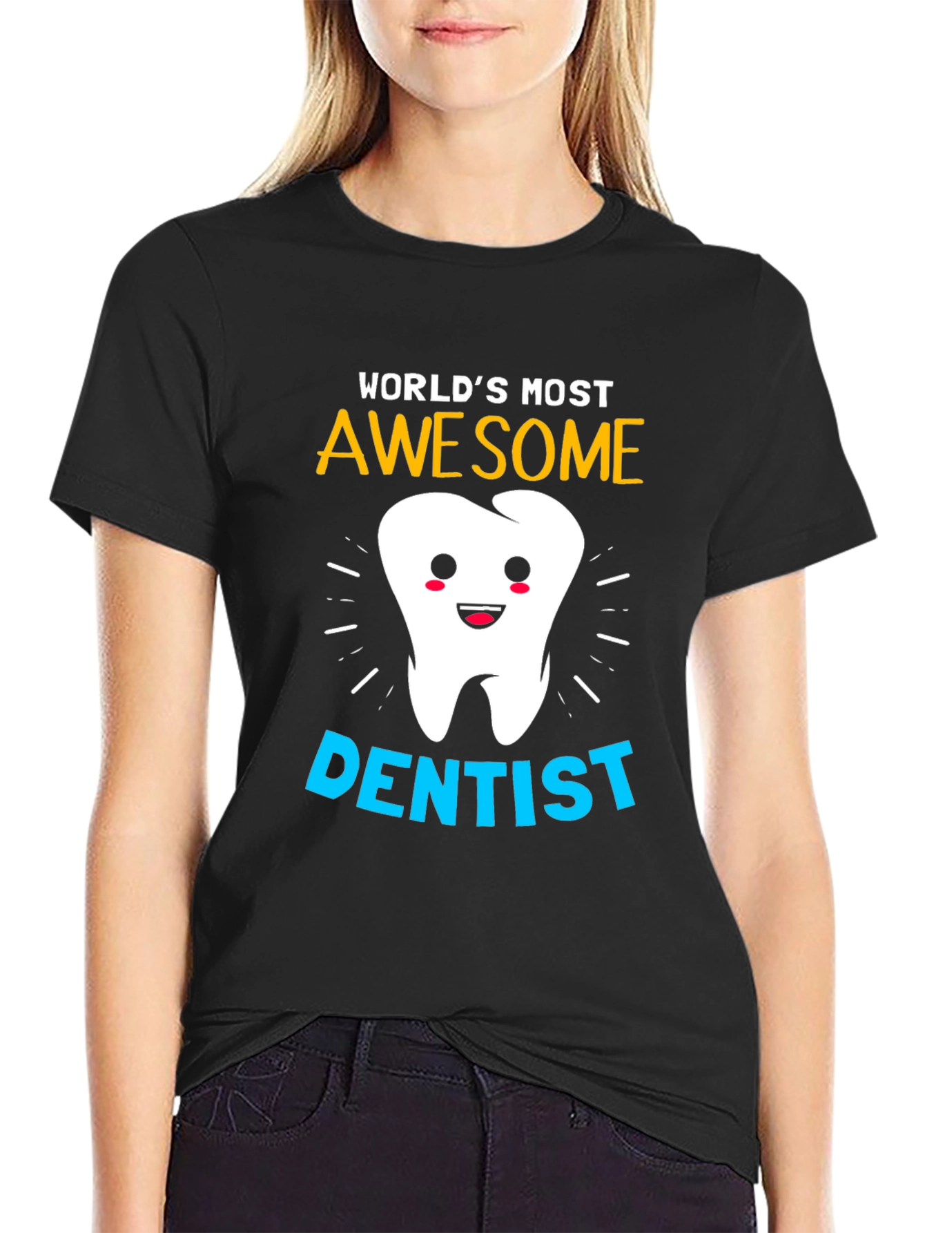 Black World's Most Awesome Dentist T-Shirt view 2