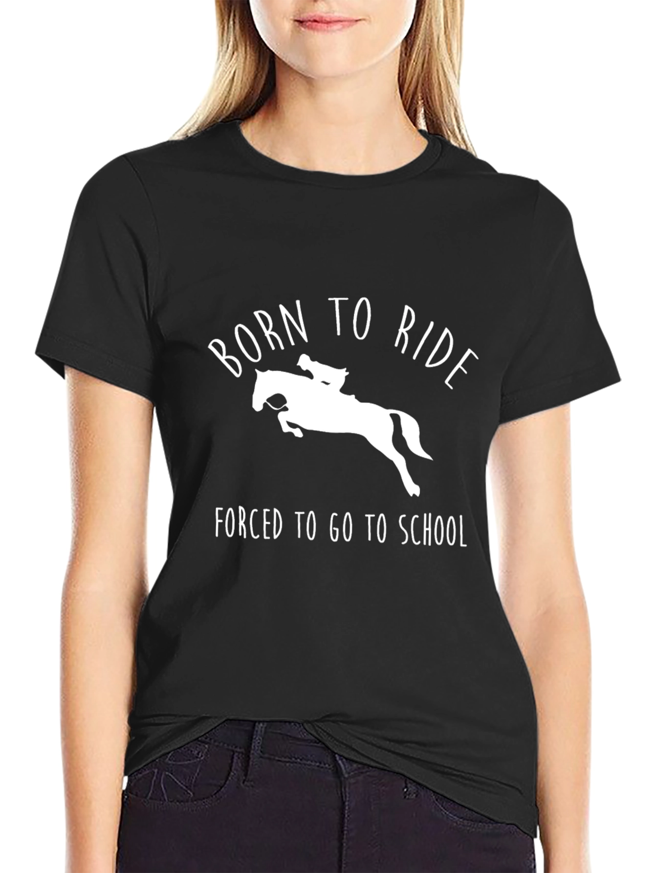 Black Born to Ride T-Shirt - Equestrian Lover Tee view 2