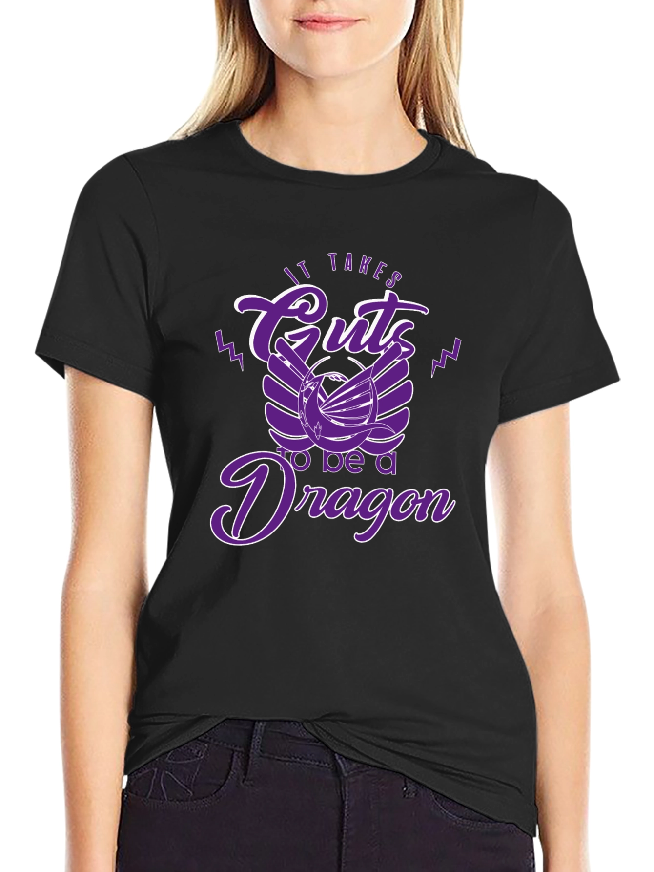 Black It Takes Guts to be a Dragon T-Shirt view 2