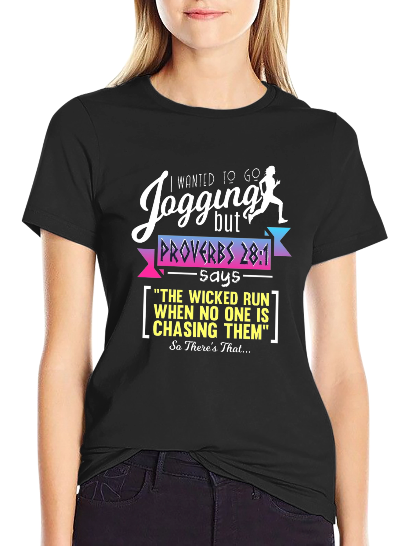 Black Jogging Proverbs Graphic T-Shirt view 2