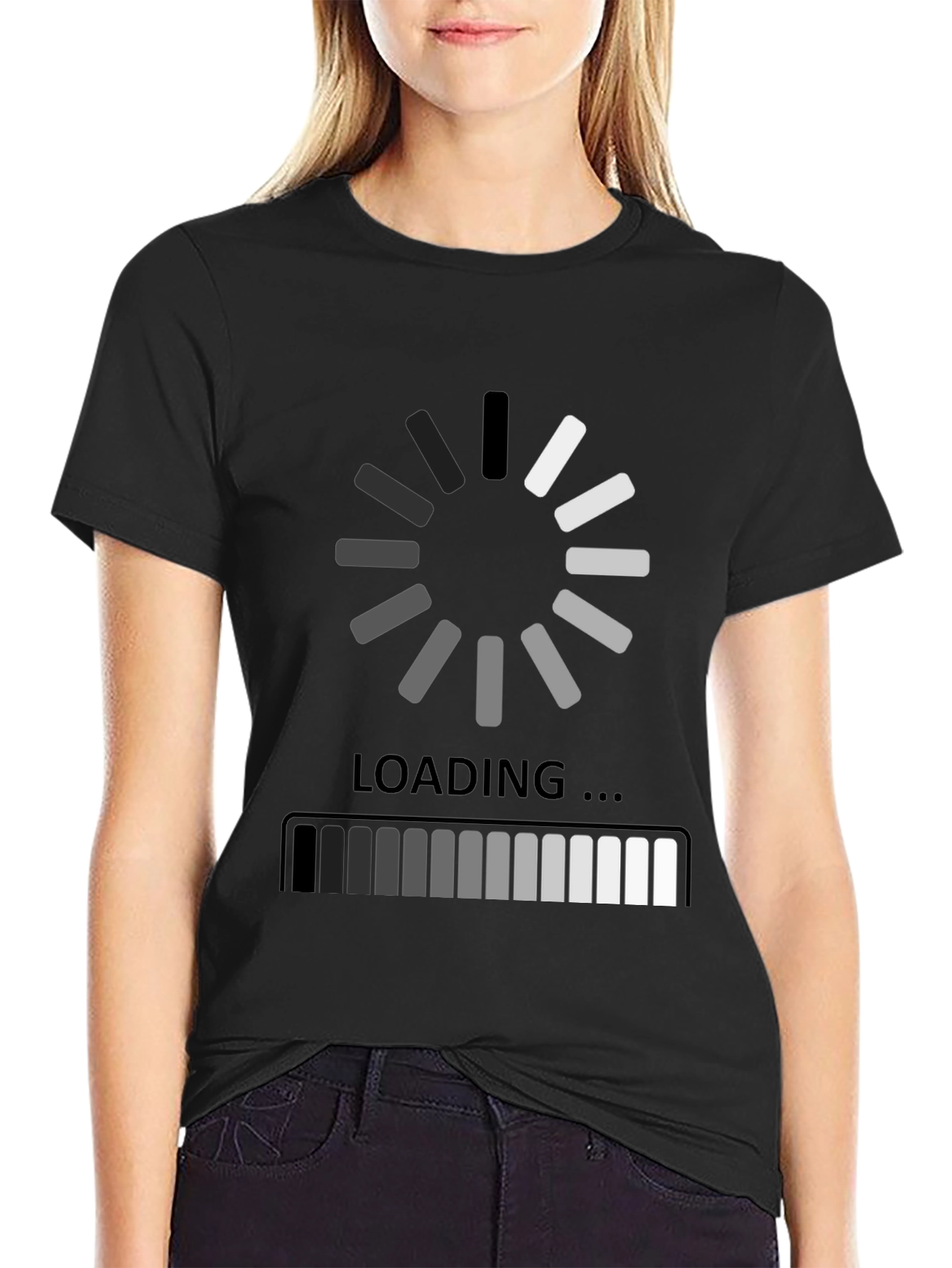 Black Loading Black Graphic Tee - Gamer Humor Shirt view 2