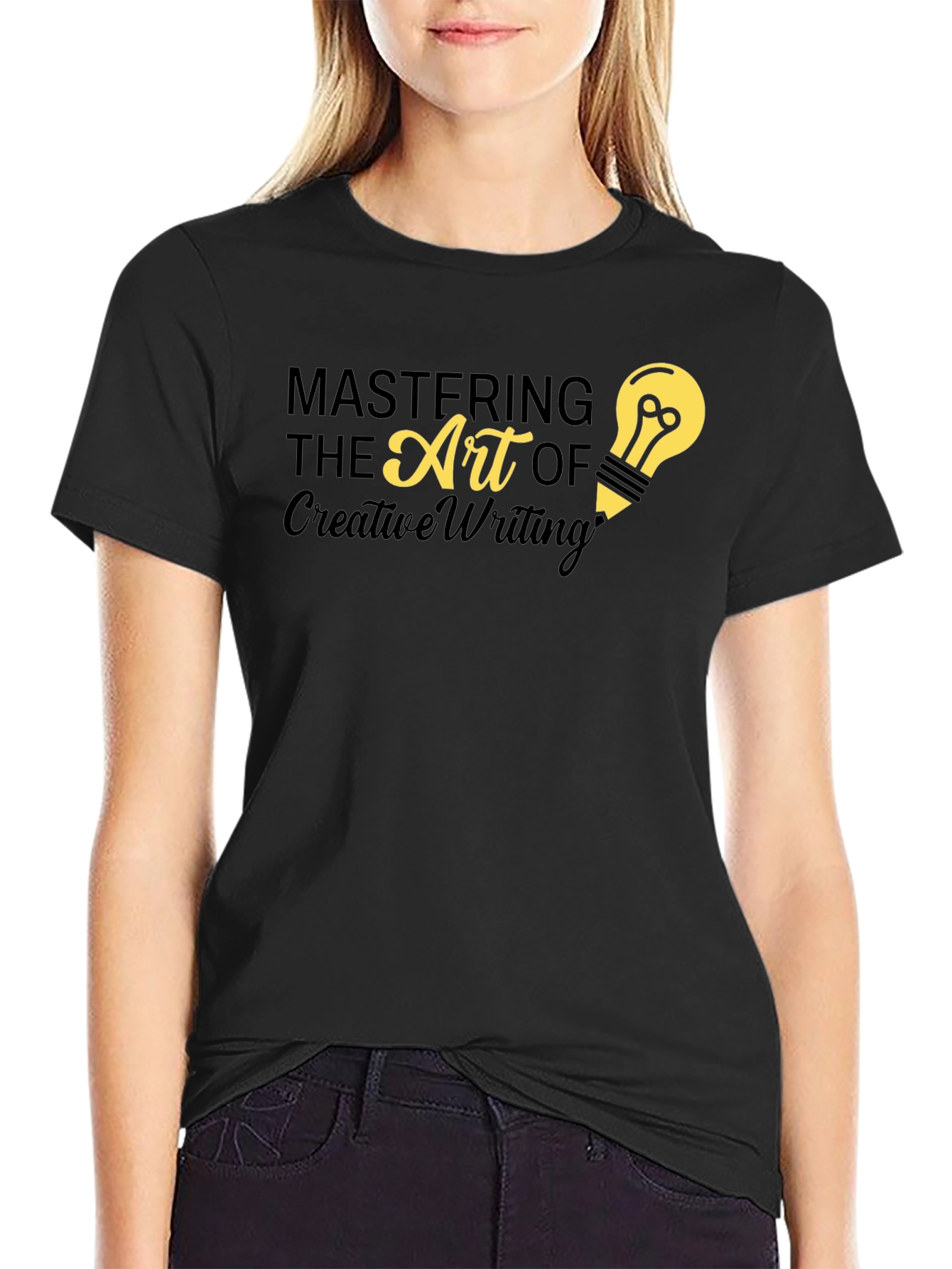 Black Creative Writing Art T-Shirt view 2