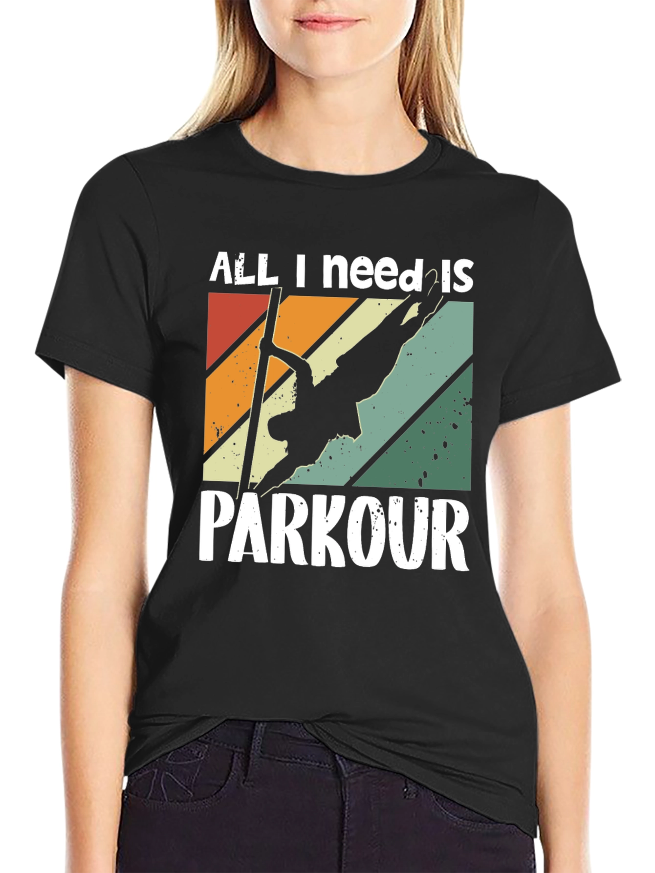 Black All I Need Is Parkour T-Shirt - Retro Style view 2