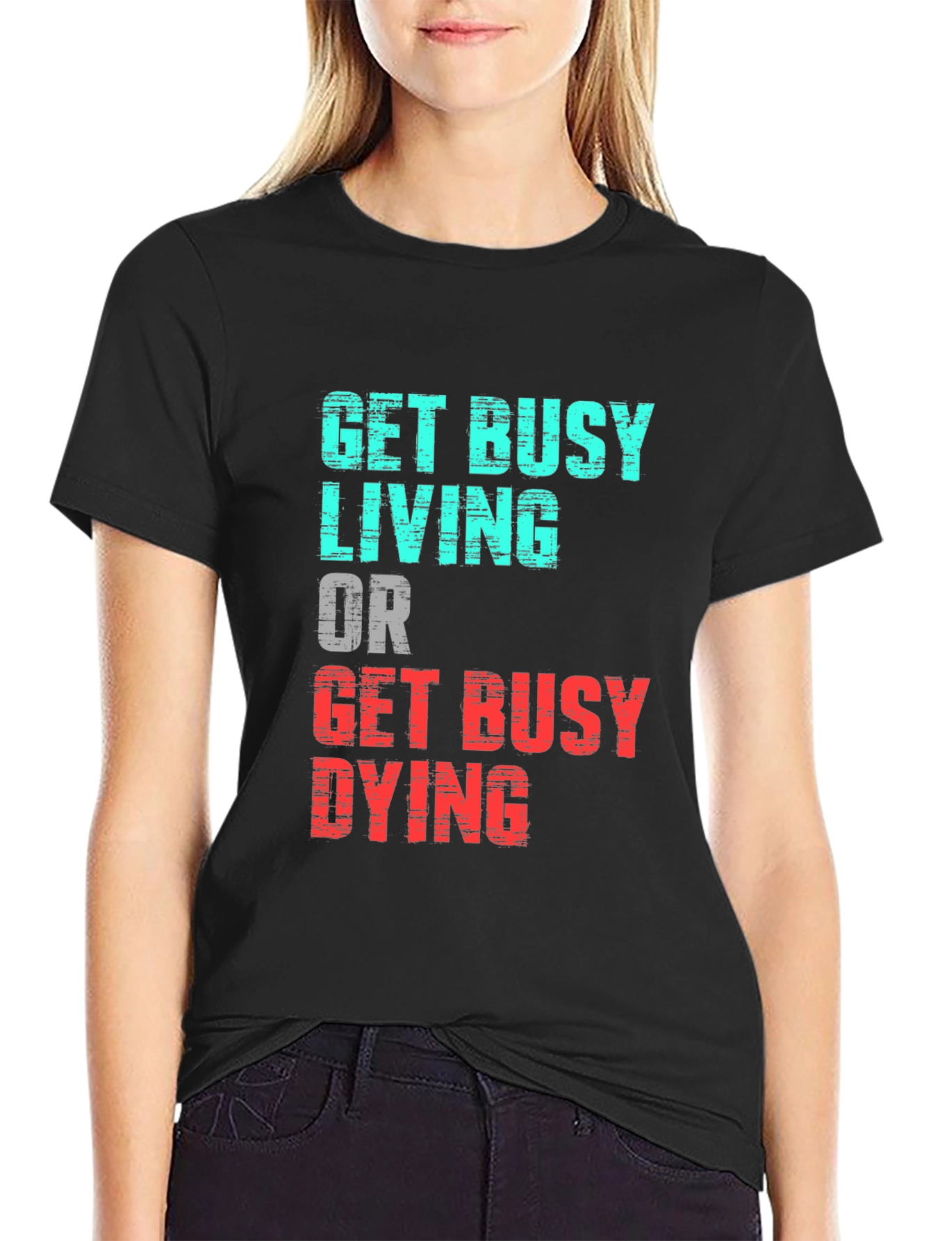 Black Get Busy Living Graphic Tee view 2