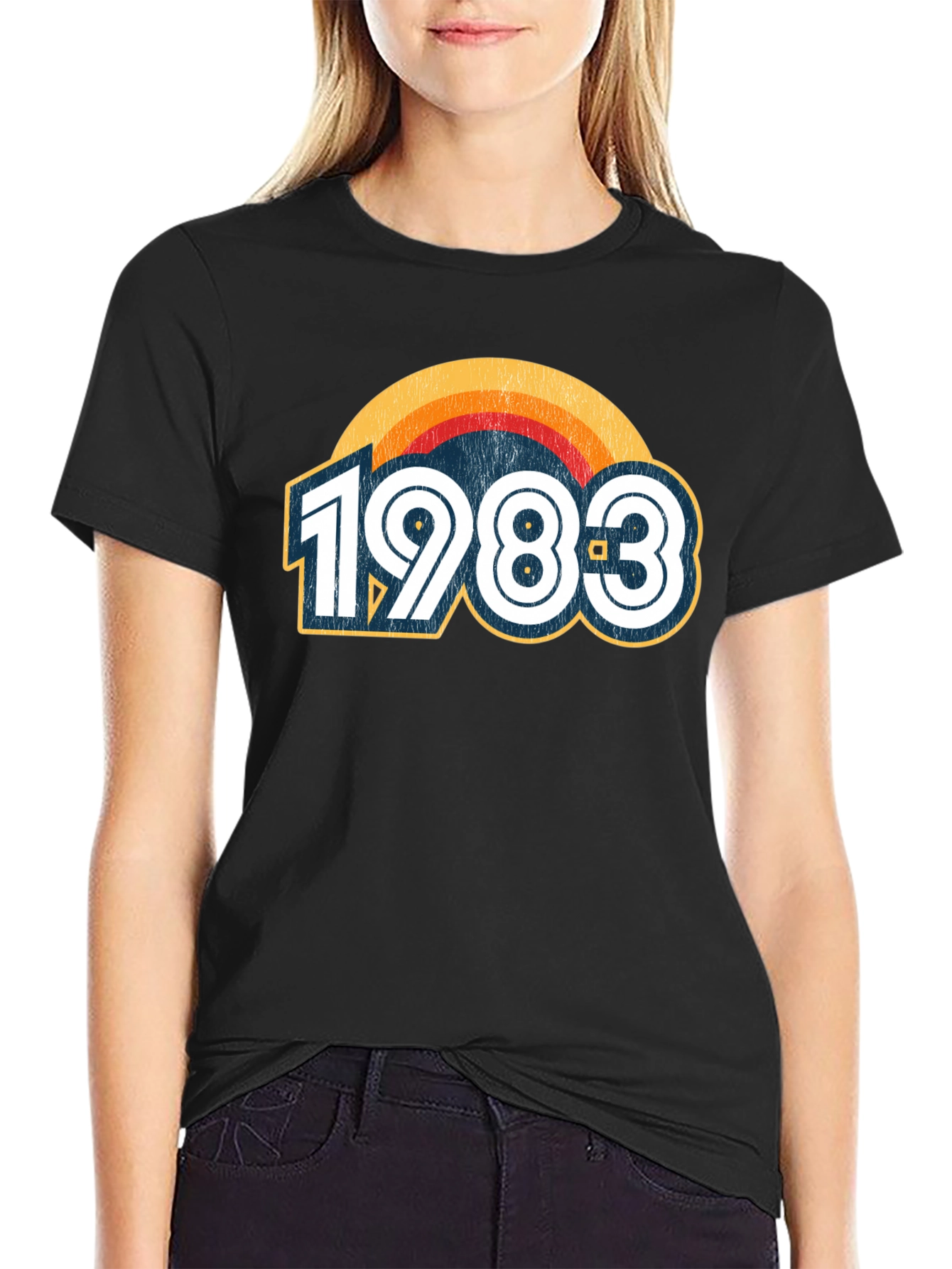 Black Vintage 1983 Graphic Tee - Retro Birthday Shirt view 2