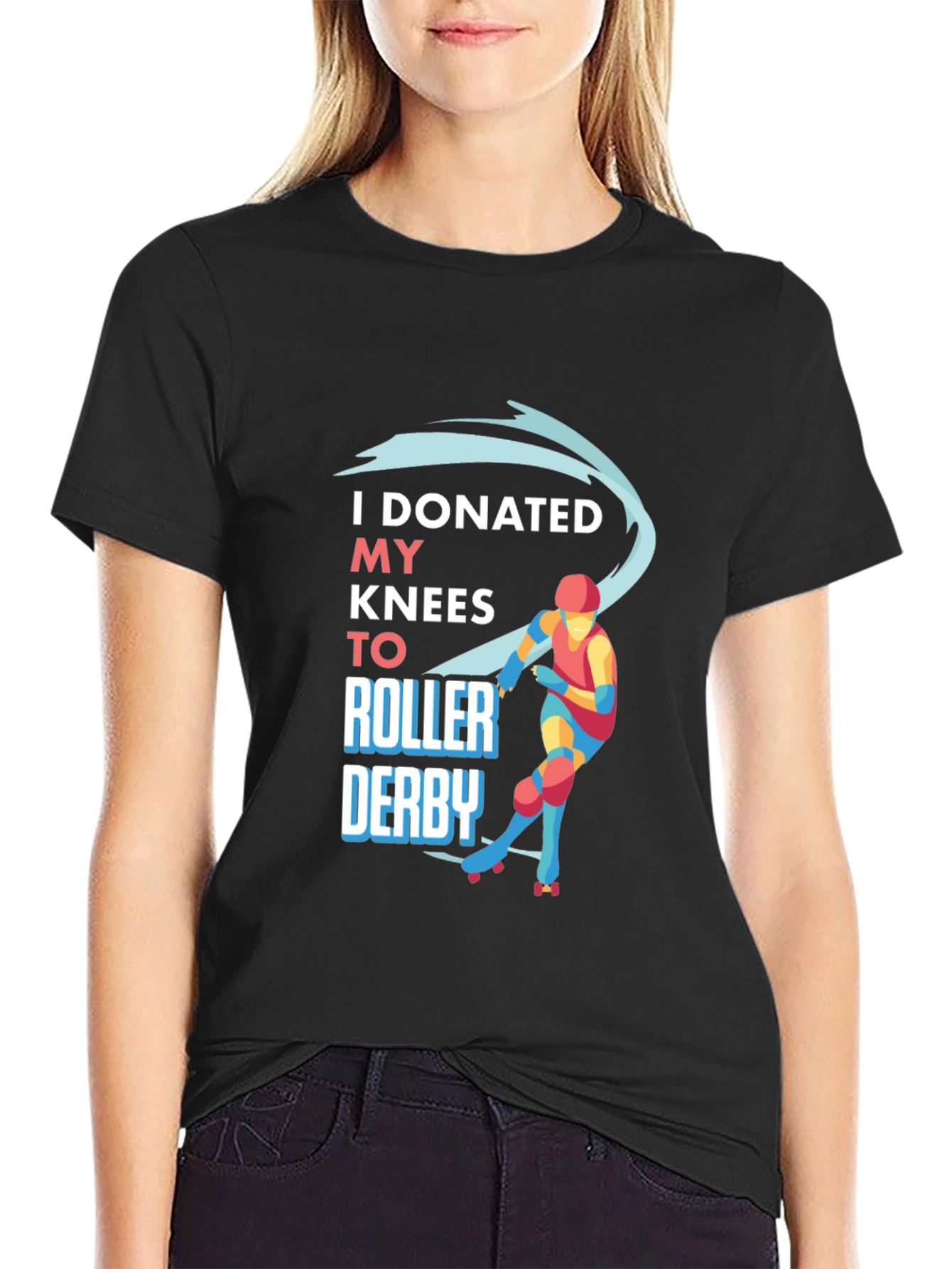 Black I Donated My Knees to Roller Derby T-Shirt view 2