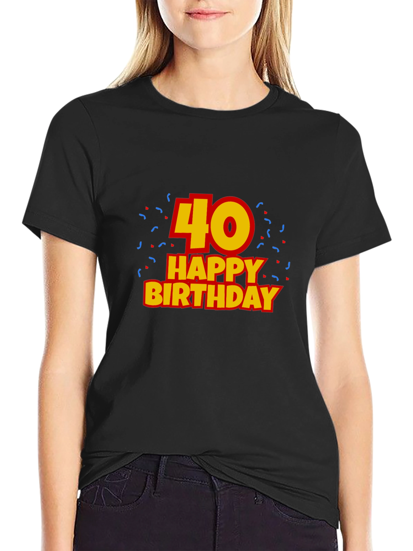 Black 40th Happy Birthday Black T-Shirt view 2