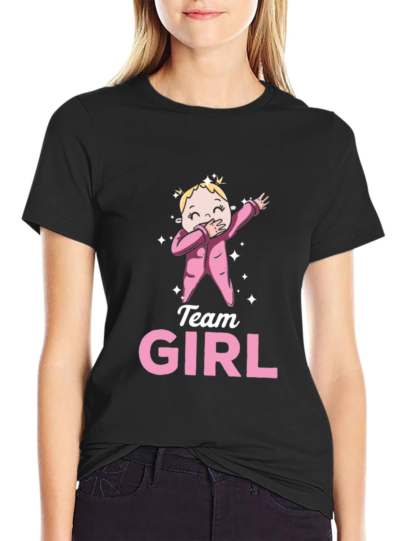 Black Team Girl Gender Reveal T-Shirt view 2