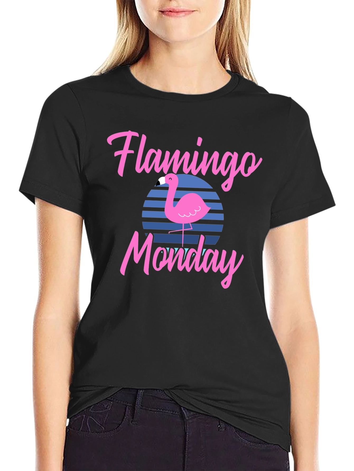 Black Flamingo Monday Graphic Tee view 2