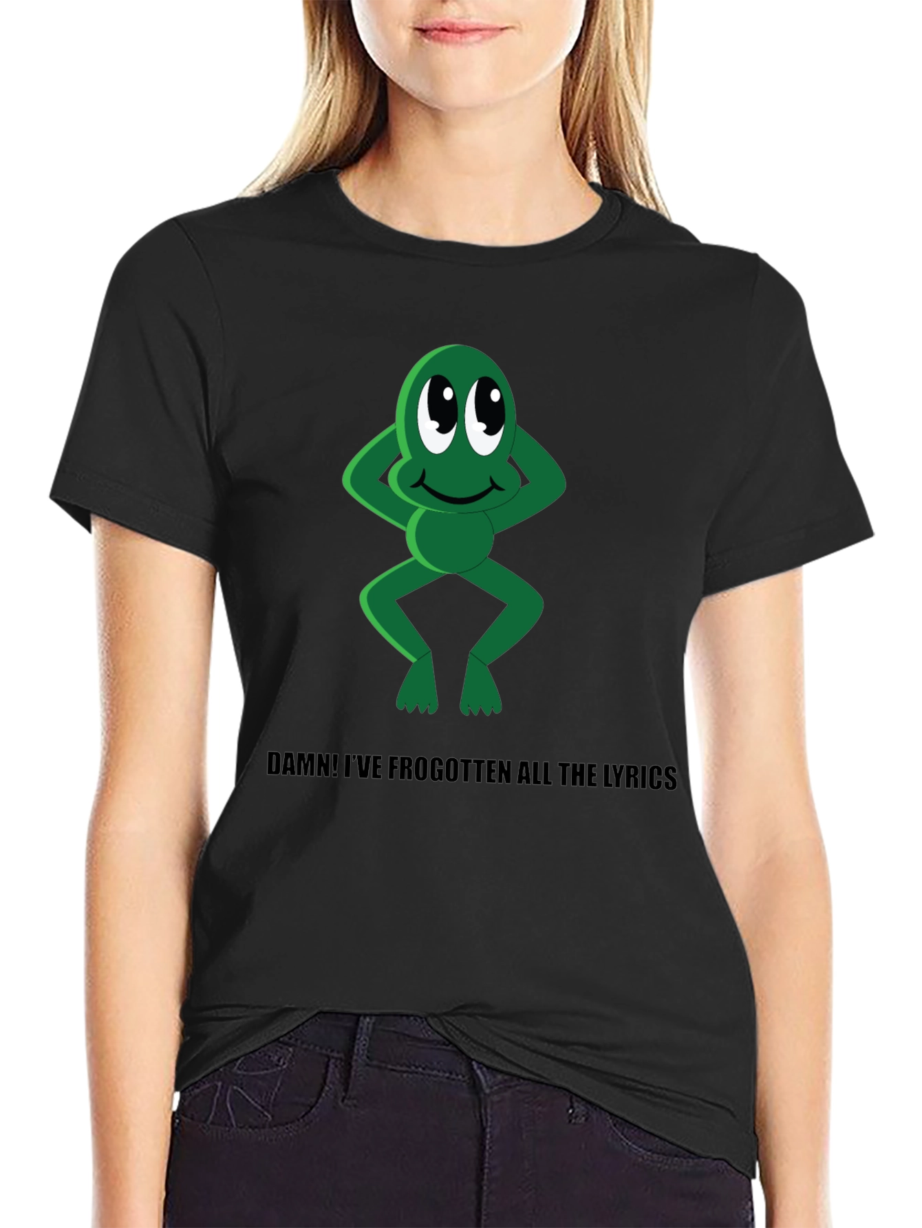 Black Funny Frog T-Shirt - Forgotten Lyrics Tee view 2