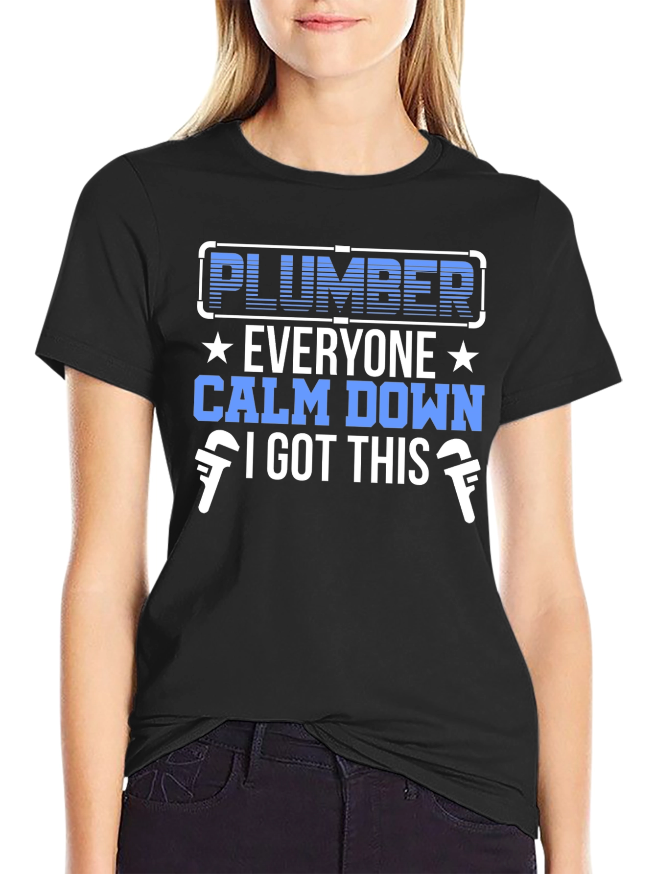 Black Plumber T-Shirt: Everyone Calm Down, I Got This view 2