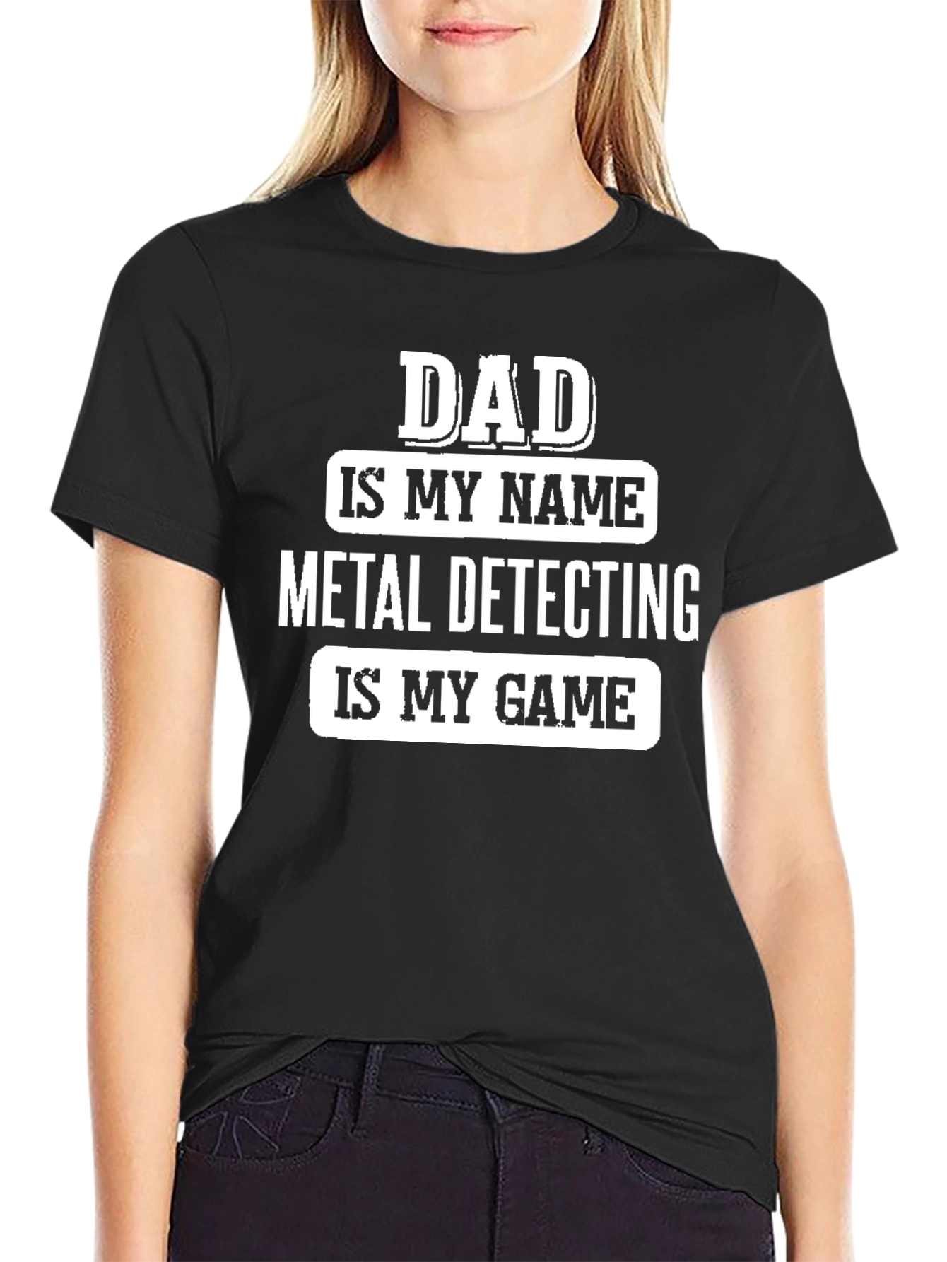 Black Dad Metal Detecting Game T-Shirt view 2