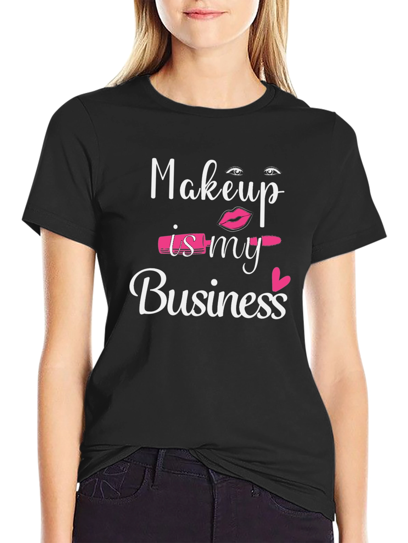 Black Makeup is My Business T-Shirt, Black, Cotton Blend view 2