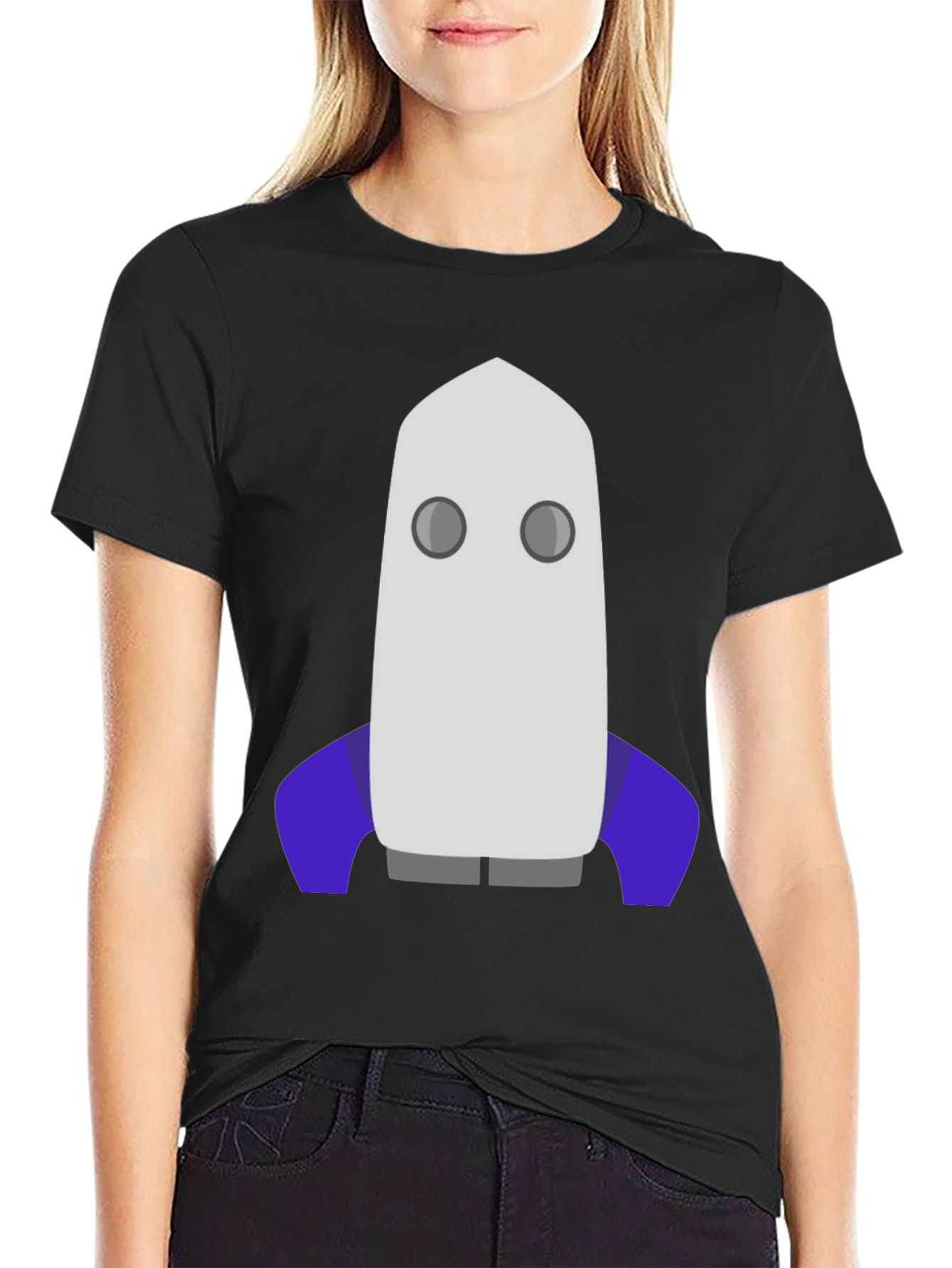Black Rocket T-Shirt - Black Cotton Graphic Tee view 2