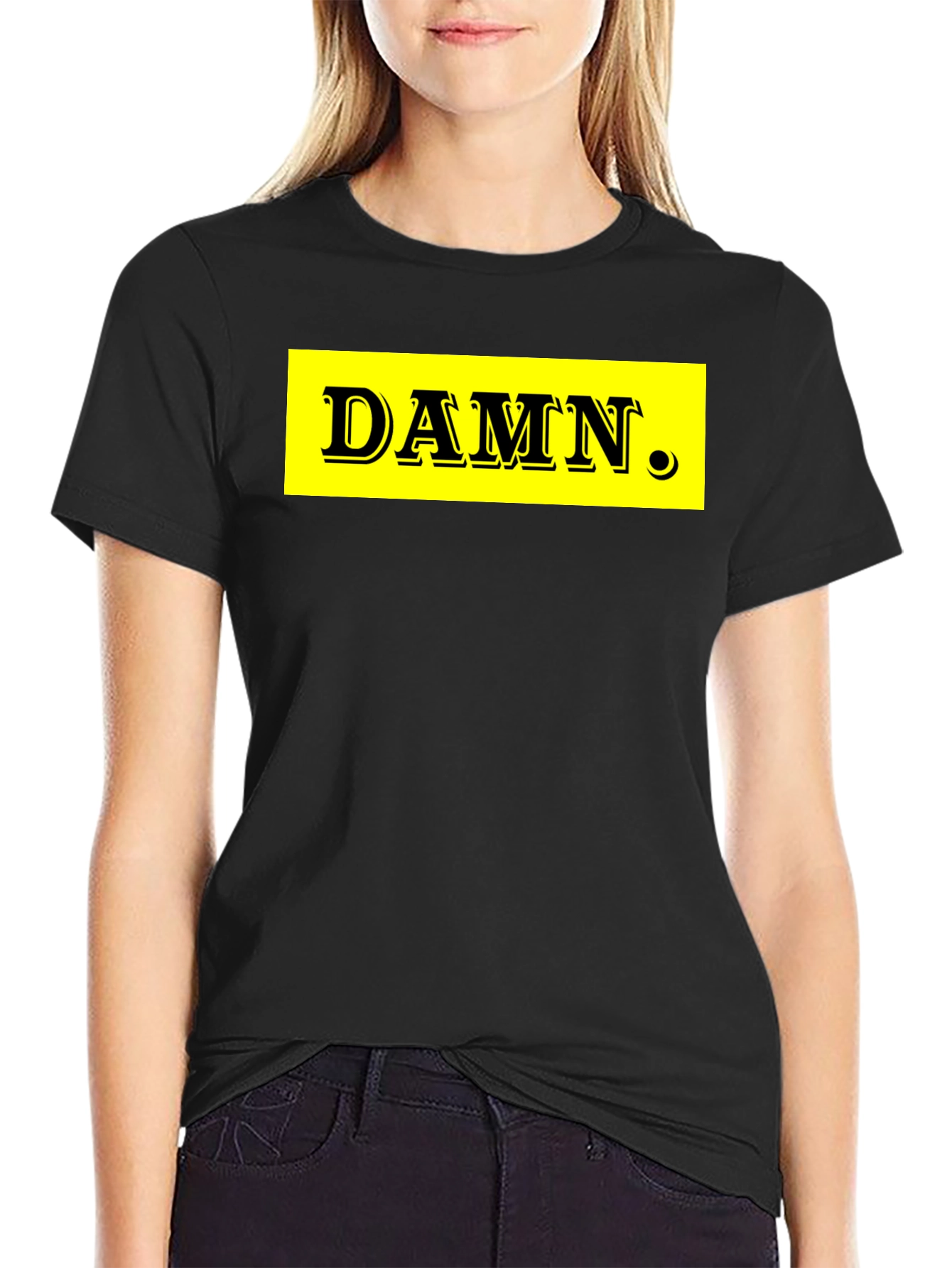 Black DAMN. Graphic Tee - Black Cotton Blend view 2