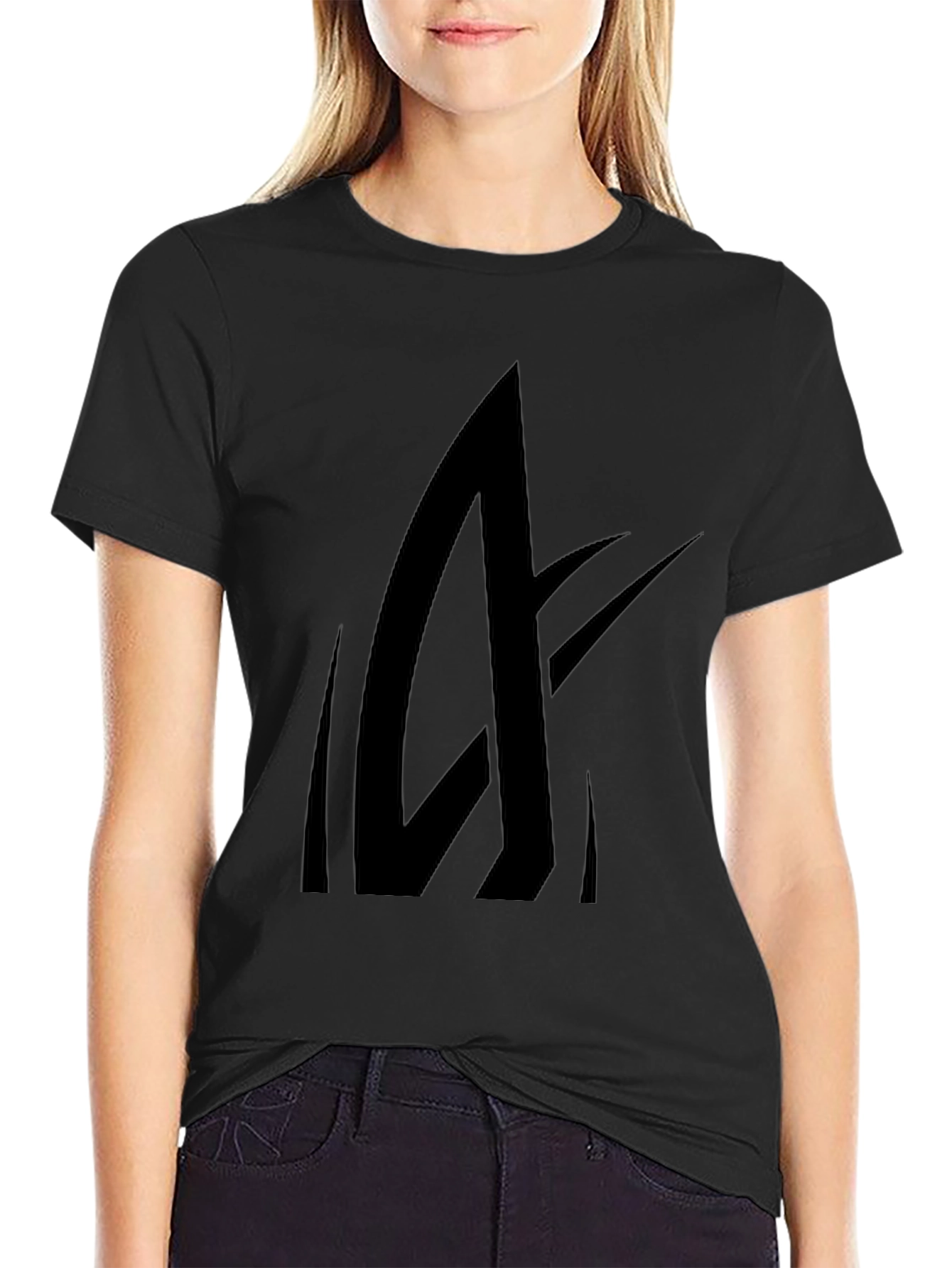 Black Men's Black Graphic Tee - Abstract Design view 2